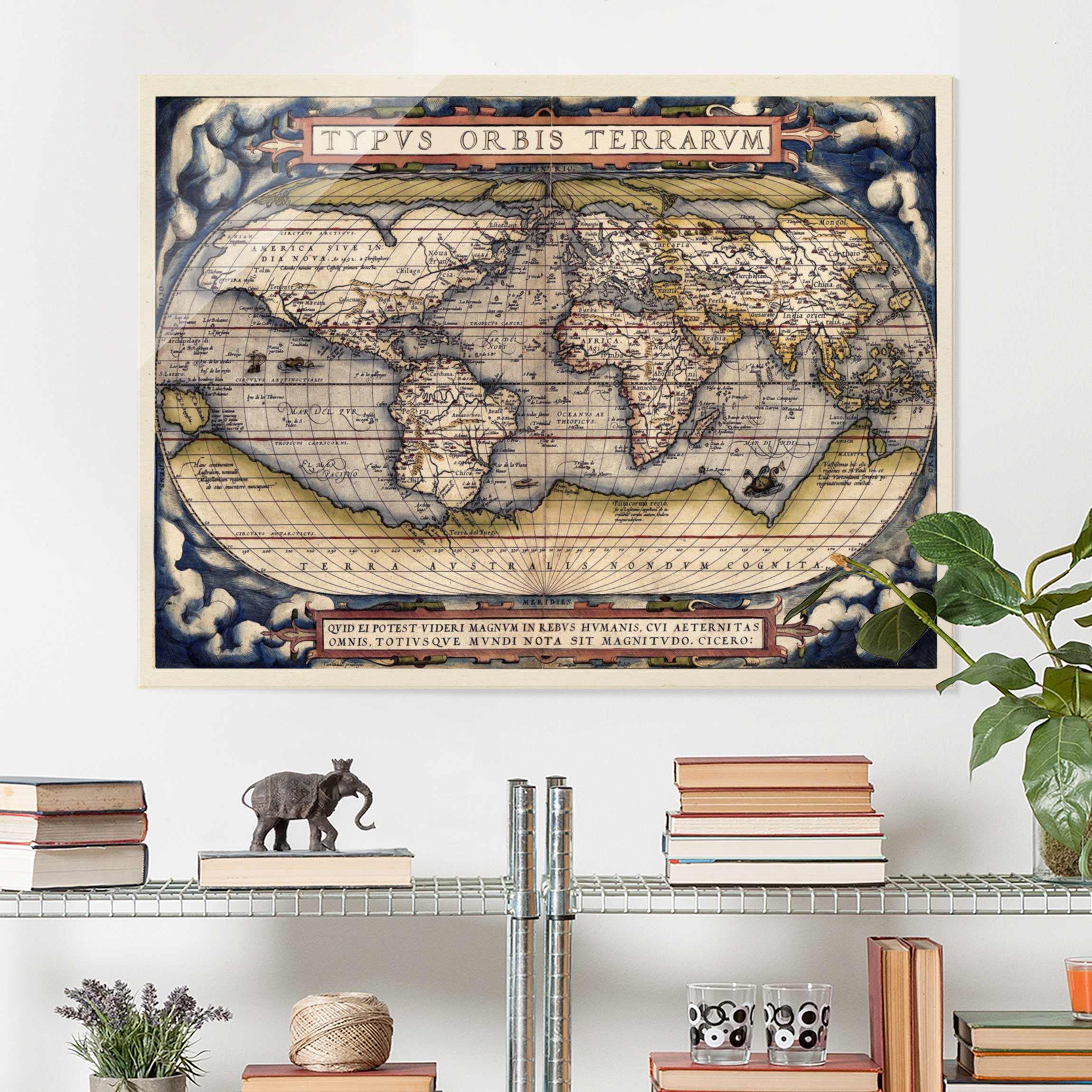 Glasbild - Querformat Historische Weltkarte Typus Orbis Terrarum