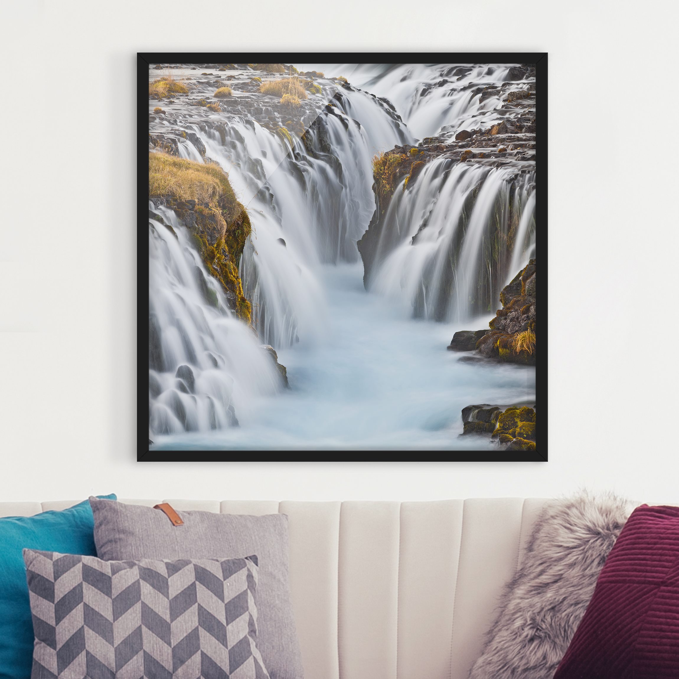 Natur & Landschaft Bild mit Rahmen Brúarfoss Wasserfall in Island
