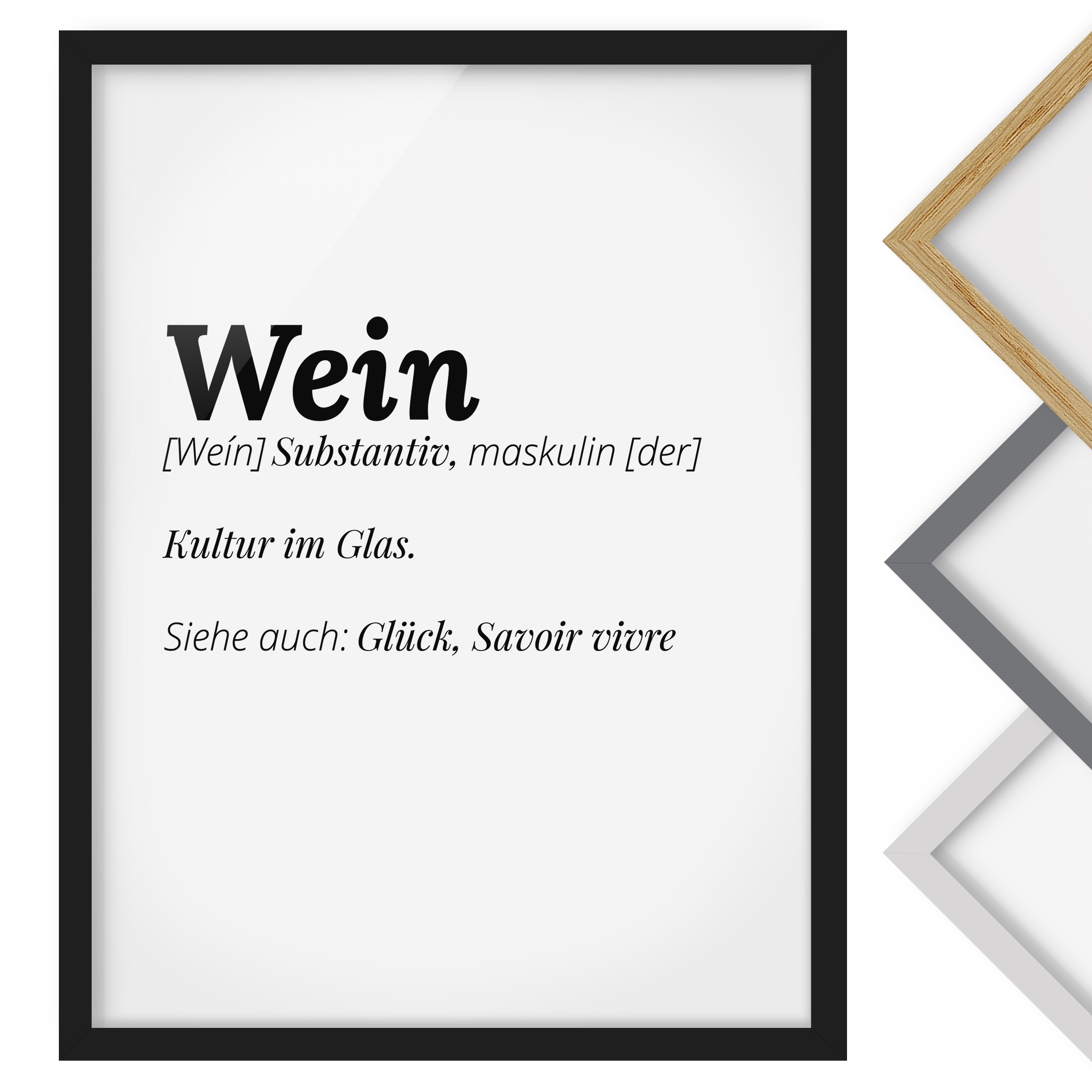 Spruch Bild mit Rahmen Die Definition von Wein