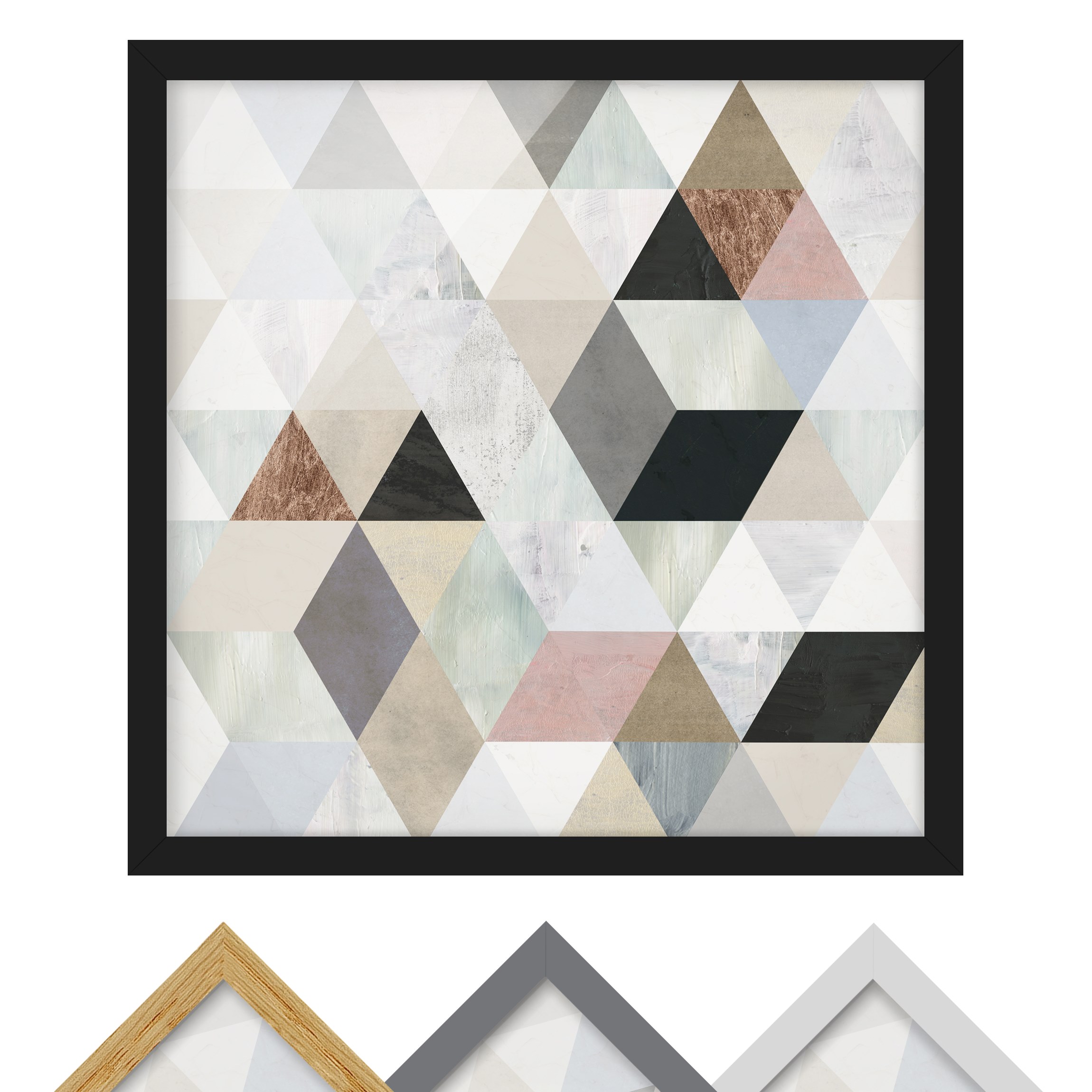 Bild mit Rahmen - Quadrat Aquarell-Mosaik mit Dreiecken I