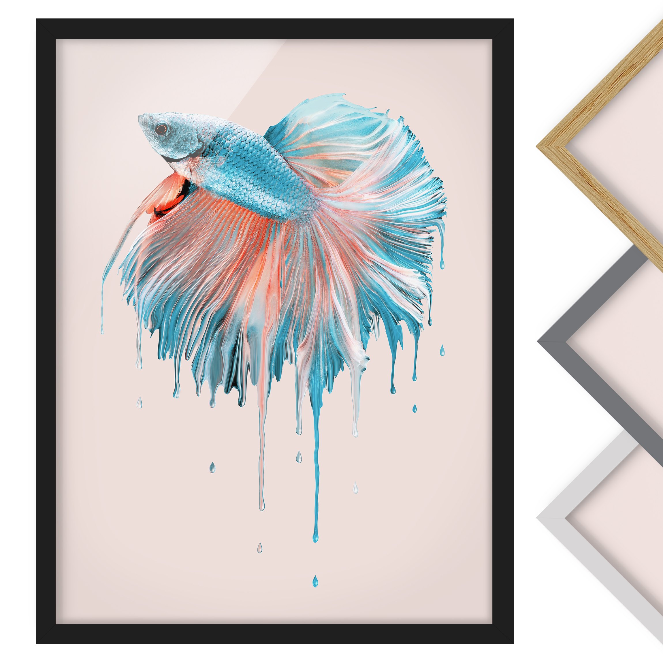 Bild mit Rahmen - Hochformat Schmelzender Fisch