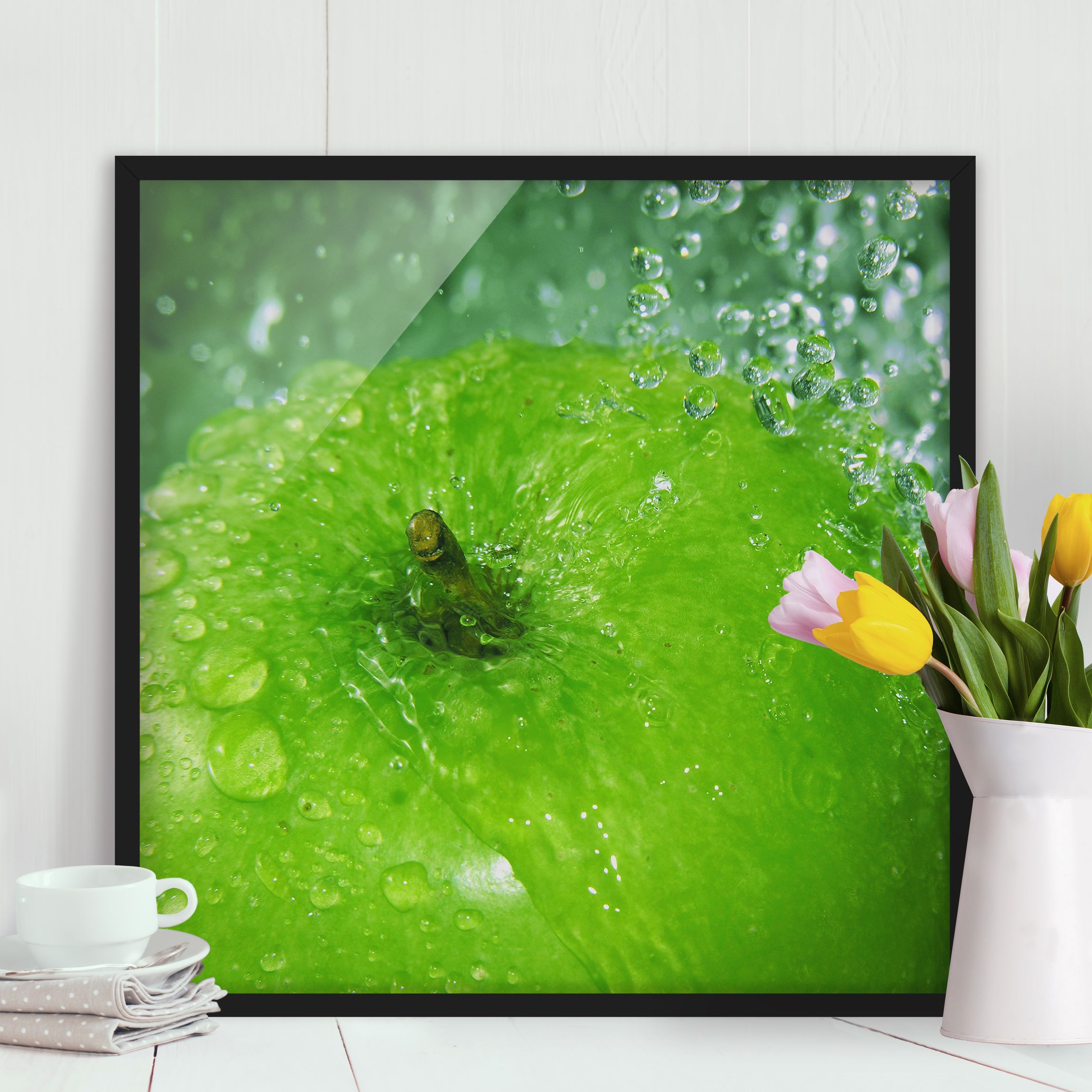 Bild mit Rahmen - Quadrat Green Apple
