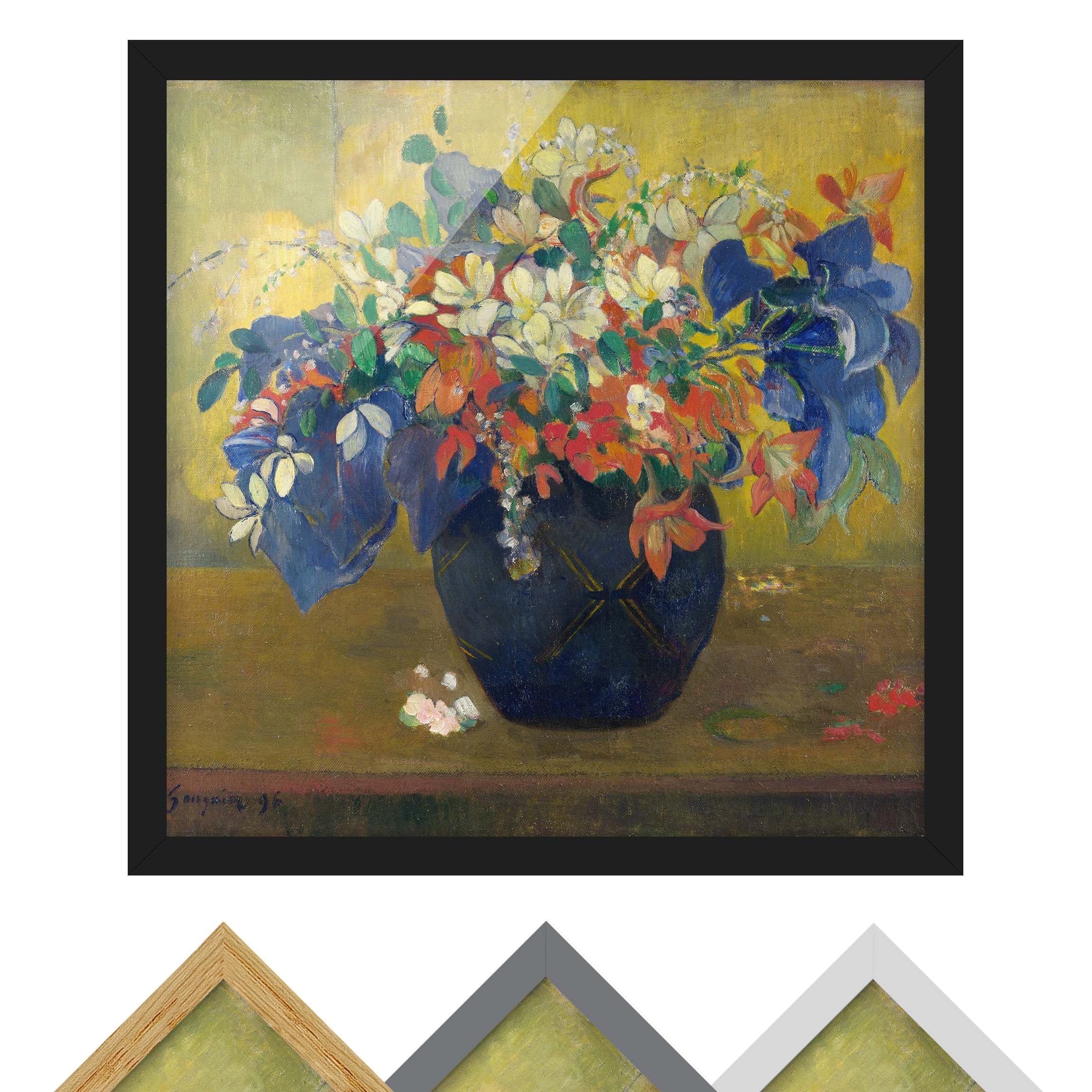 Bild mit Rahmen - Quadrat Paul Gauguin - Vase mit Blumen