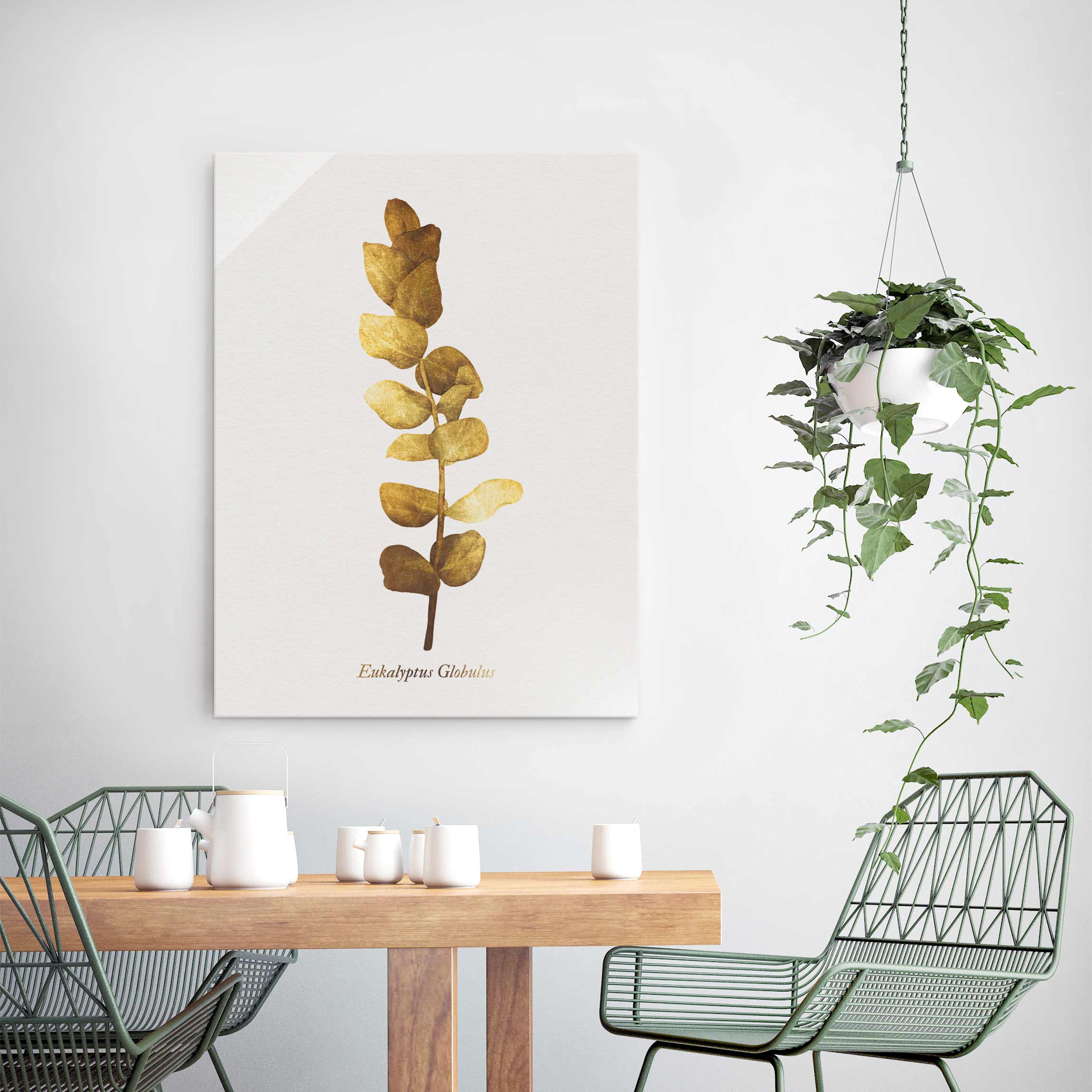 Glasbild Gold - Eukalyptus