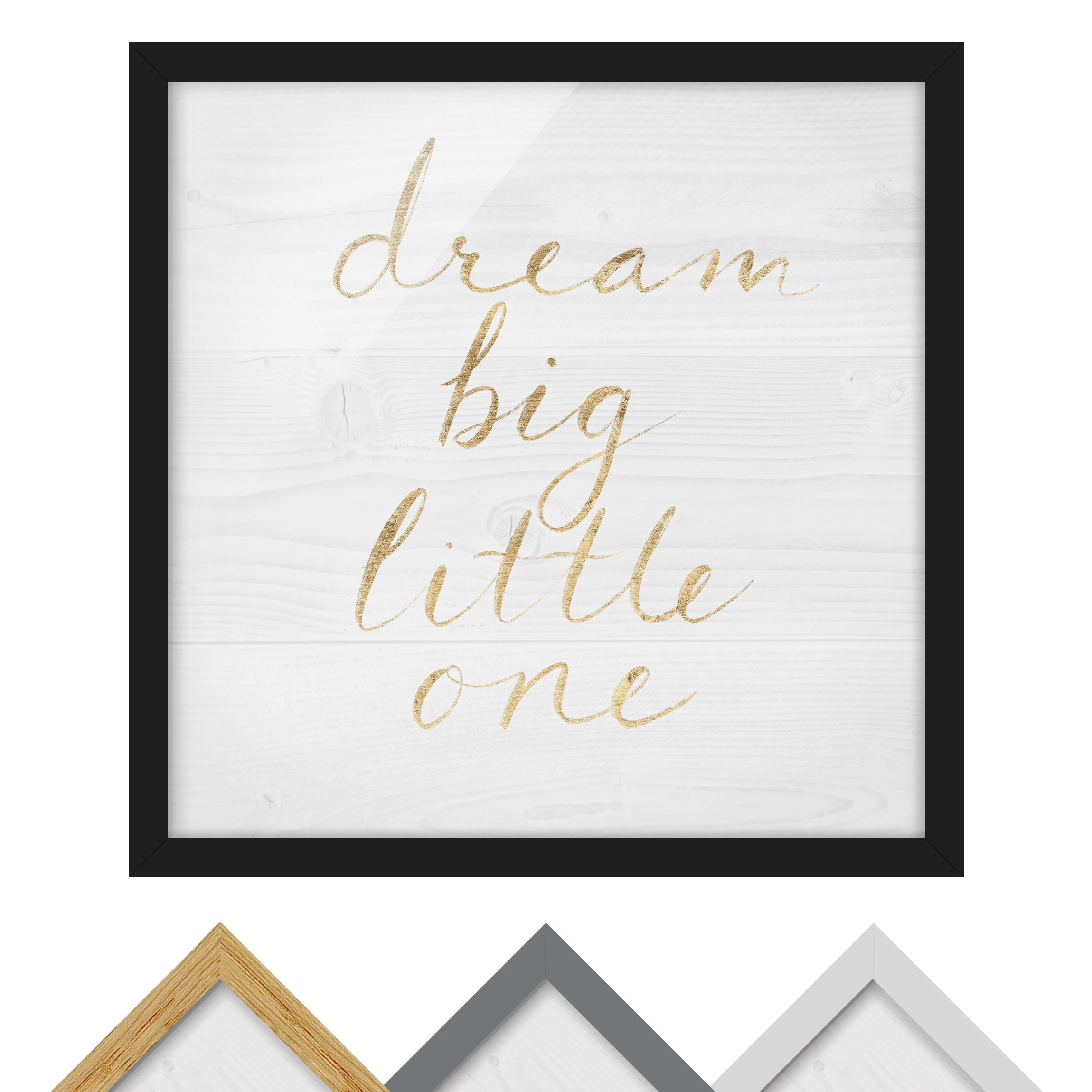 Bild mit Rahmen - Quadrat Holzwand weiß - Dream big