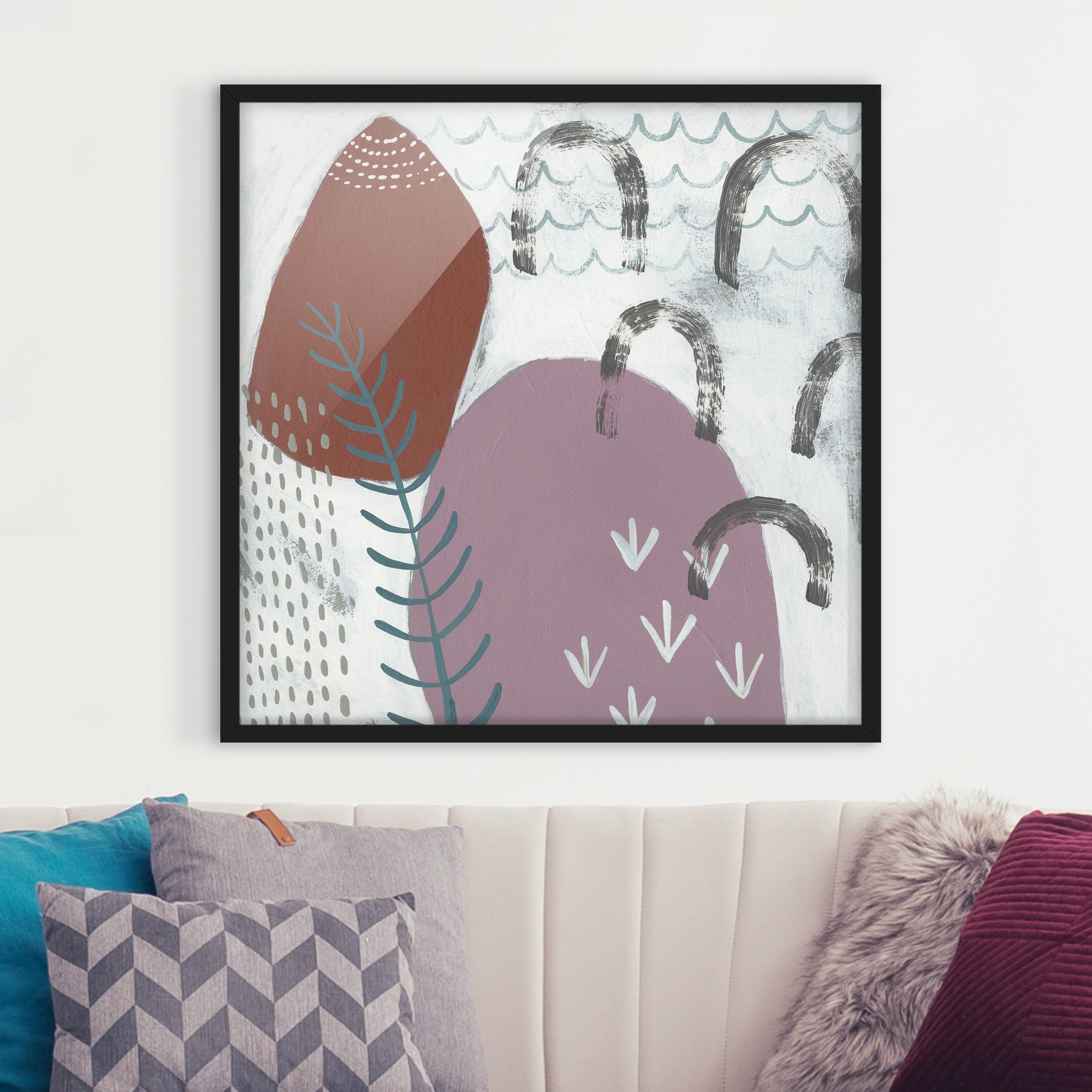 Abstraktes Bild mit Rahmen Karneval der Formen in Beere II