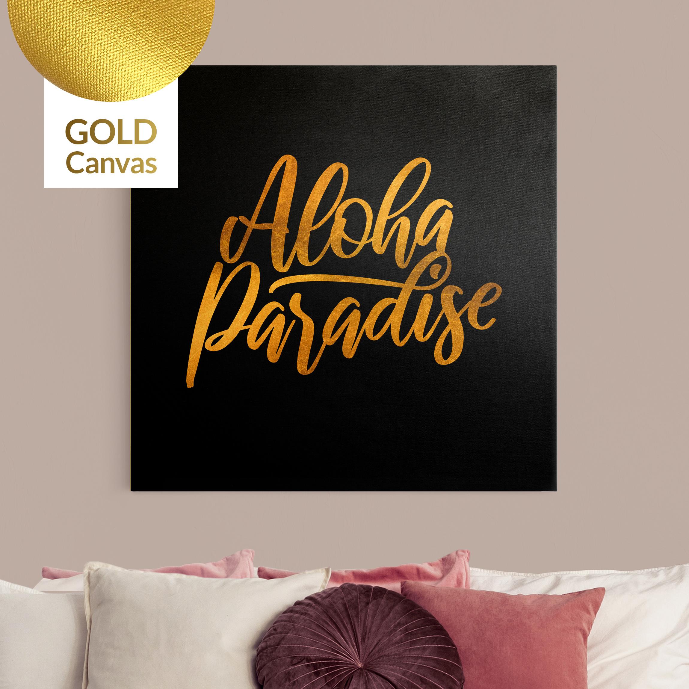 Leinwandbild Gold Gold - Aloha Paradise auf Schwarz