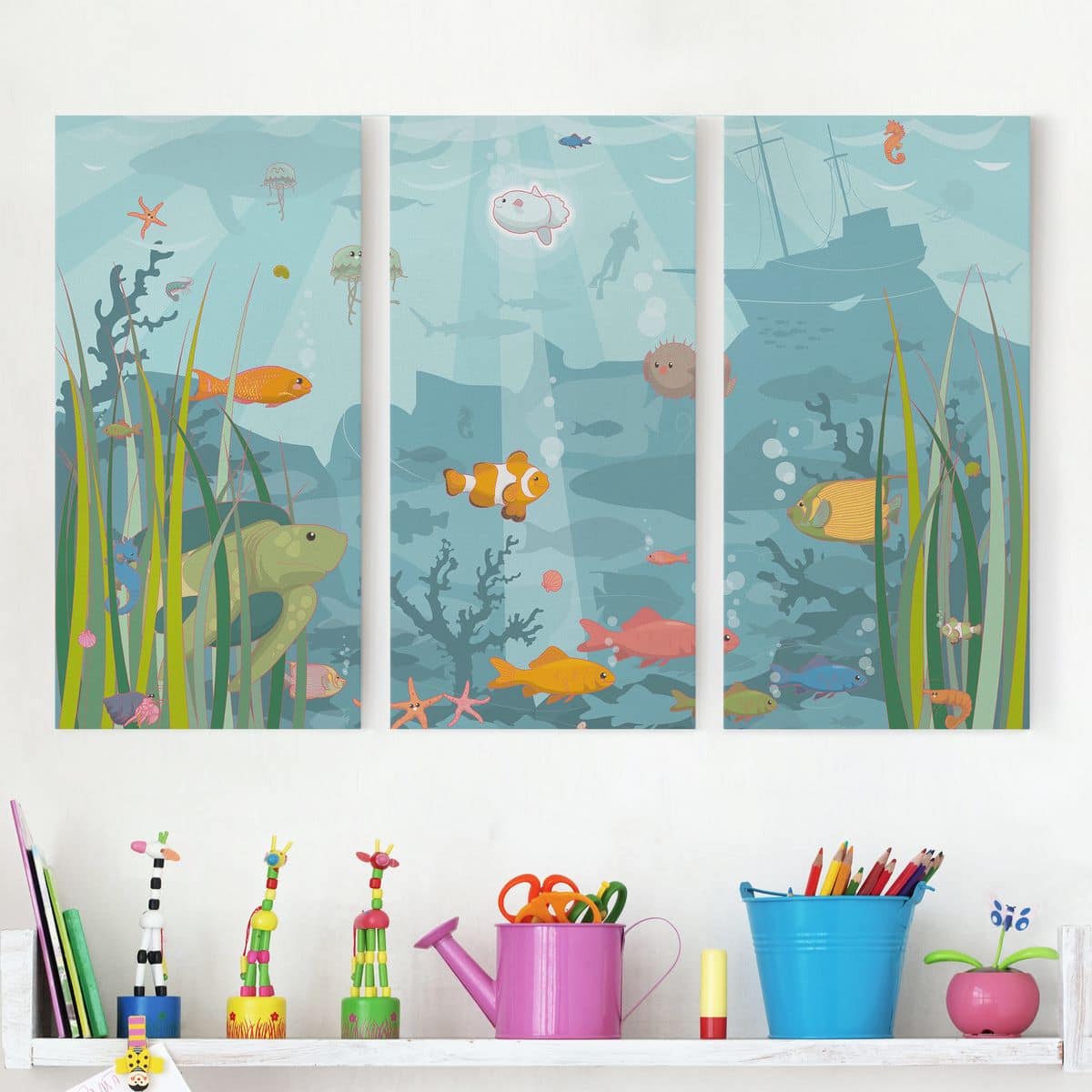 3-teiliges Leinwandbild Kinderzimmer Meereslandschaft