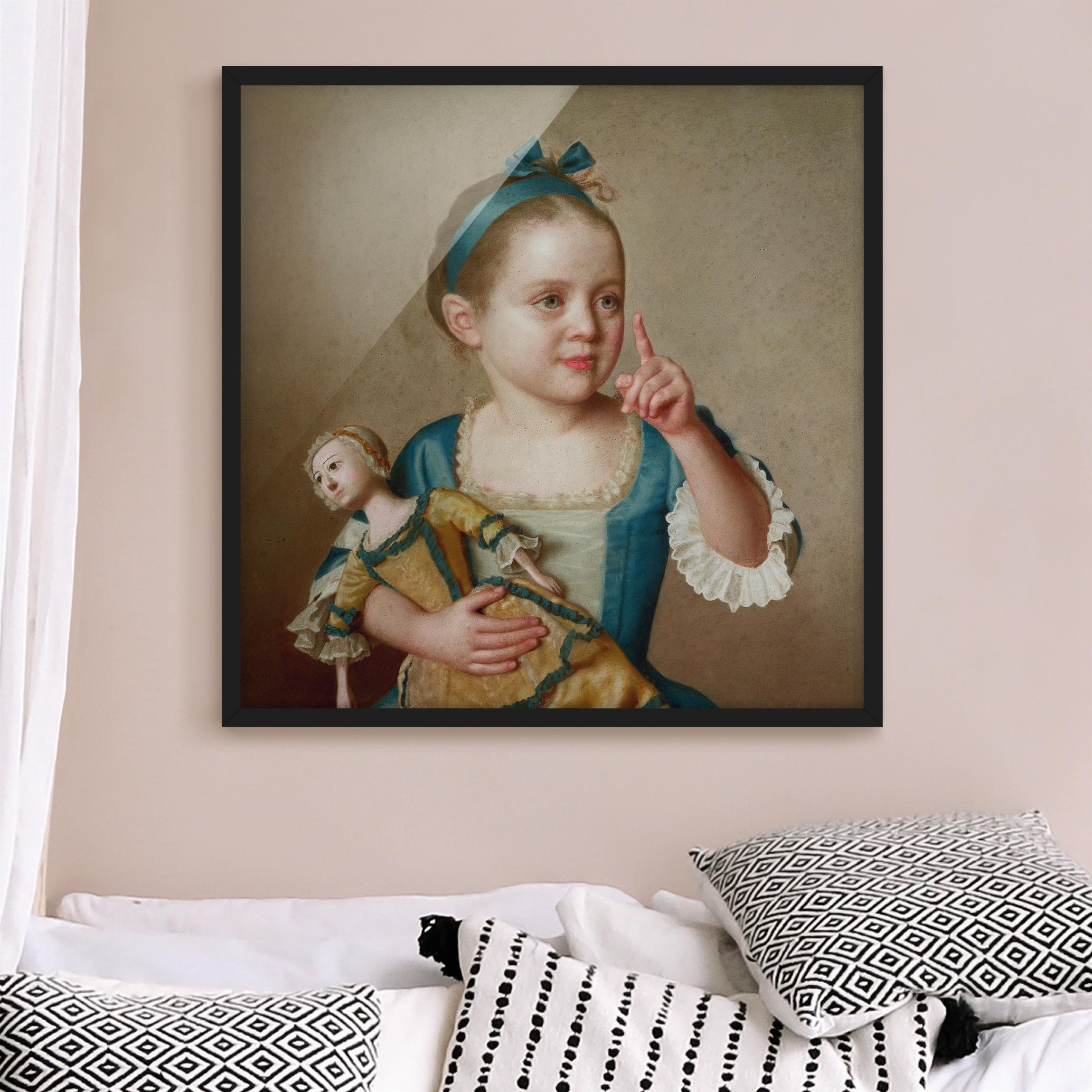 Bild mit Rahmen Jean Etienne Liotard - Mädchen mit Puppe