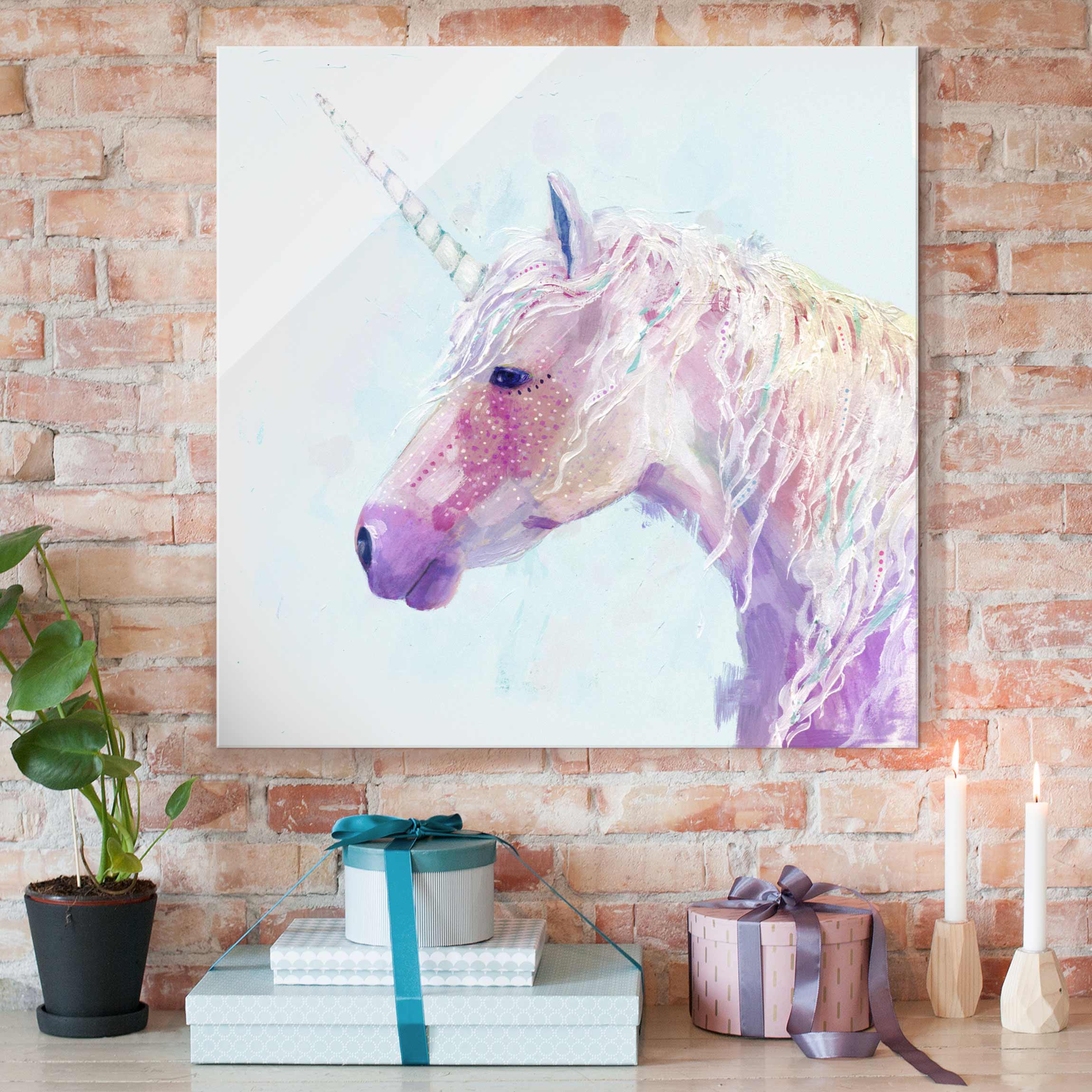 Glasbild Mystisches Einhorn II