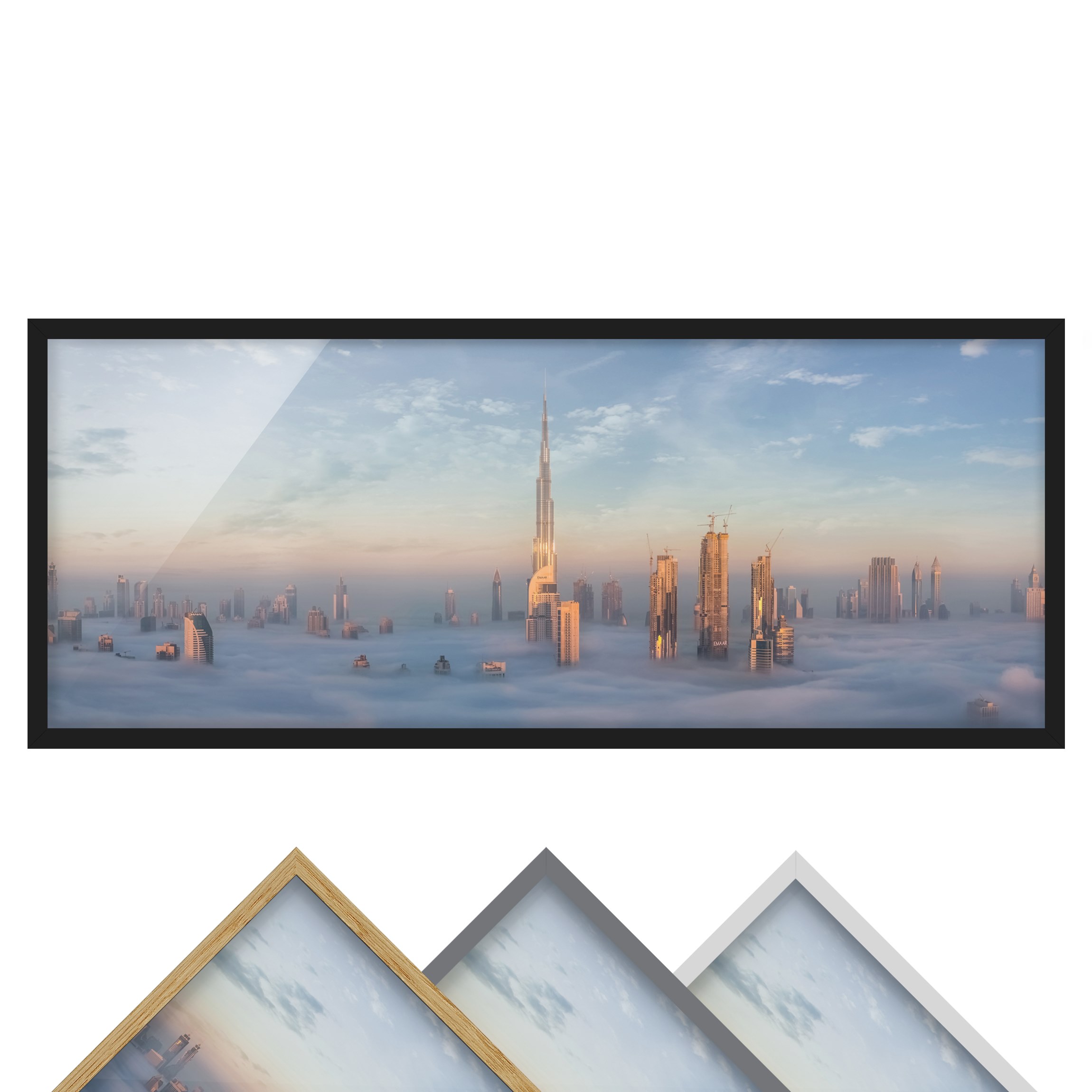 Bild mit Rahmen - Panorama Dubai über den Wolken