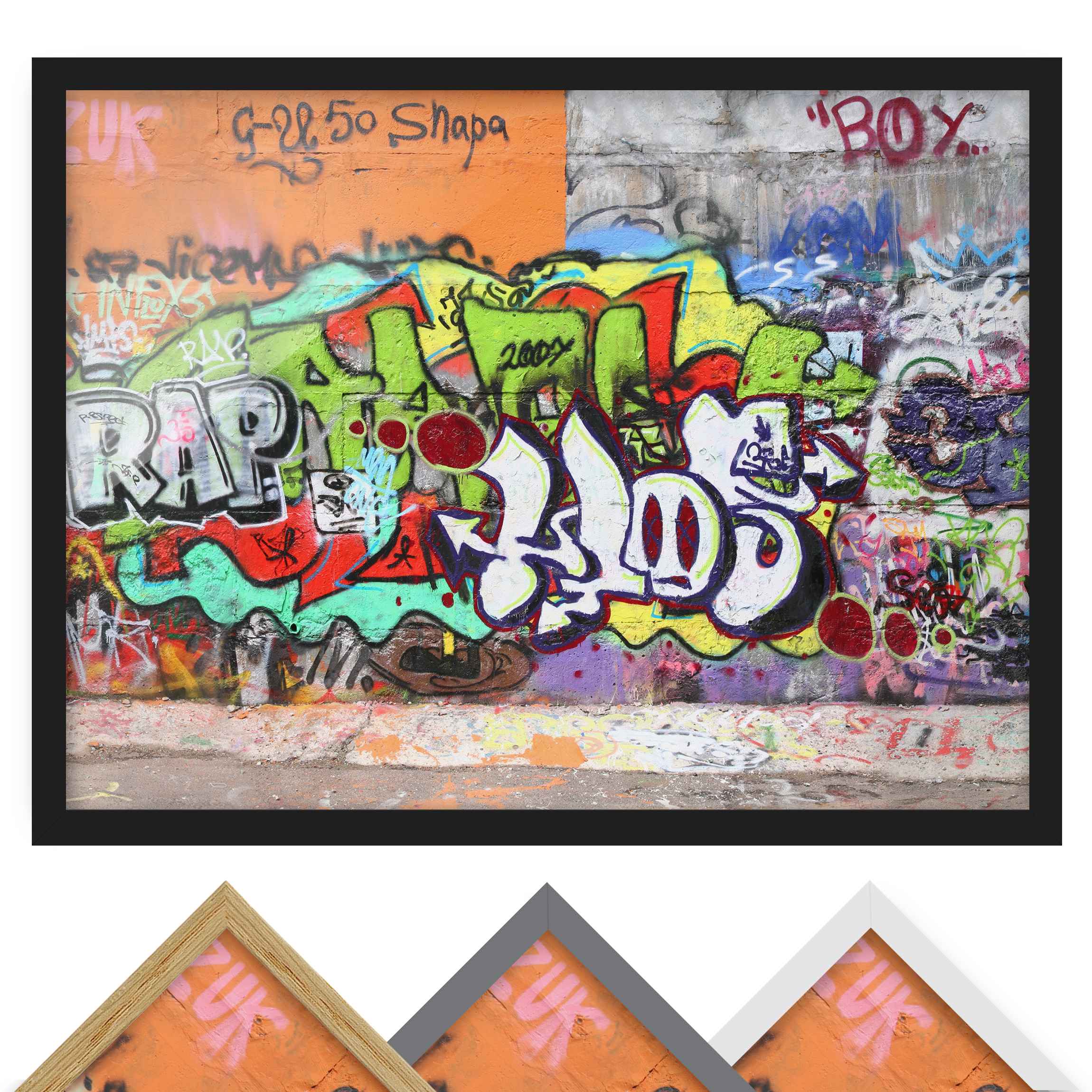 Bild mit Rahmen - Querformat Graffiti Wall