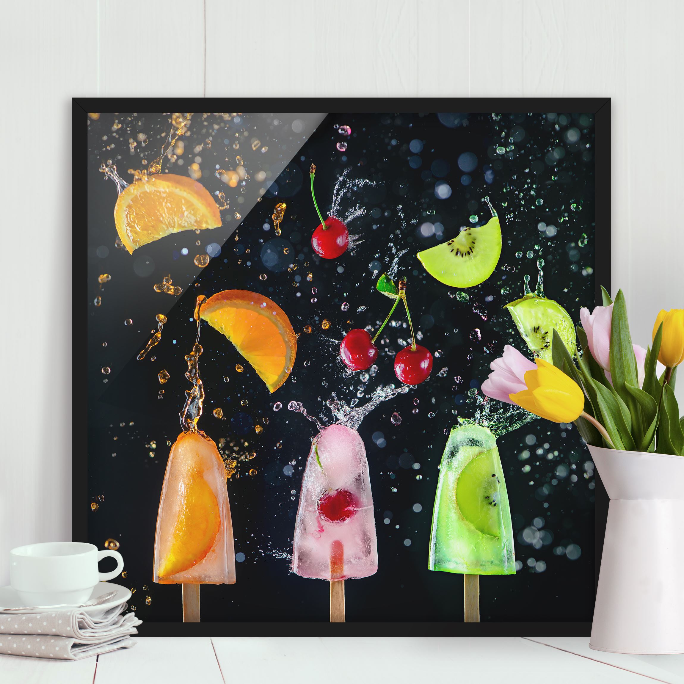 Bild mit Rahmen - Quadrat Eis am Stiel