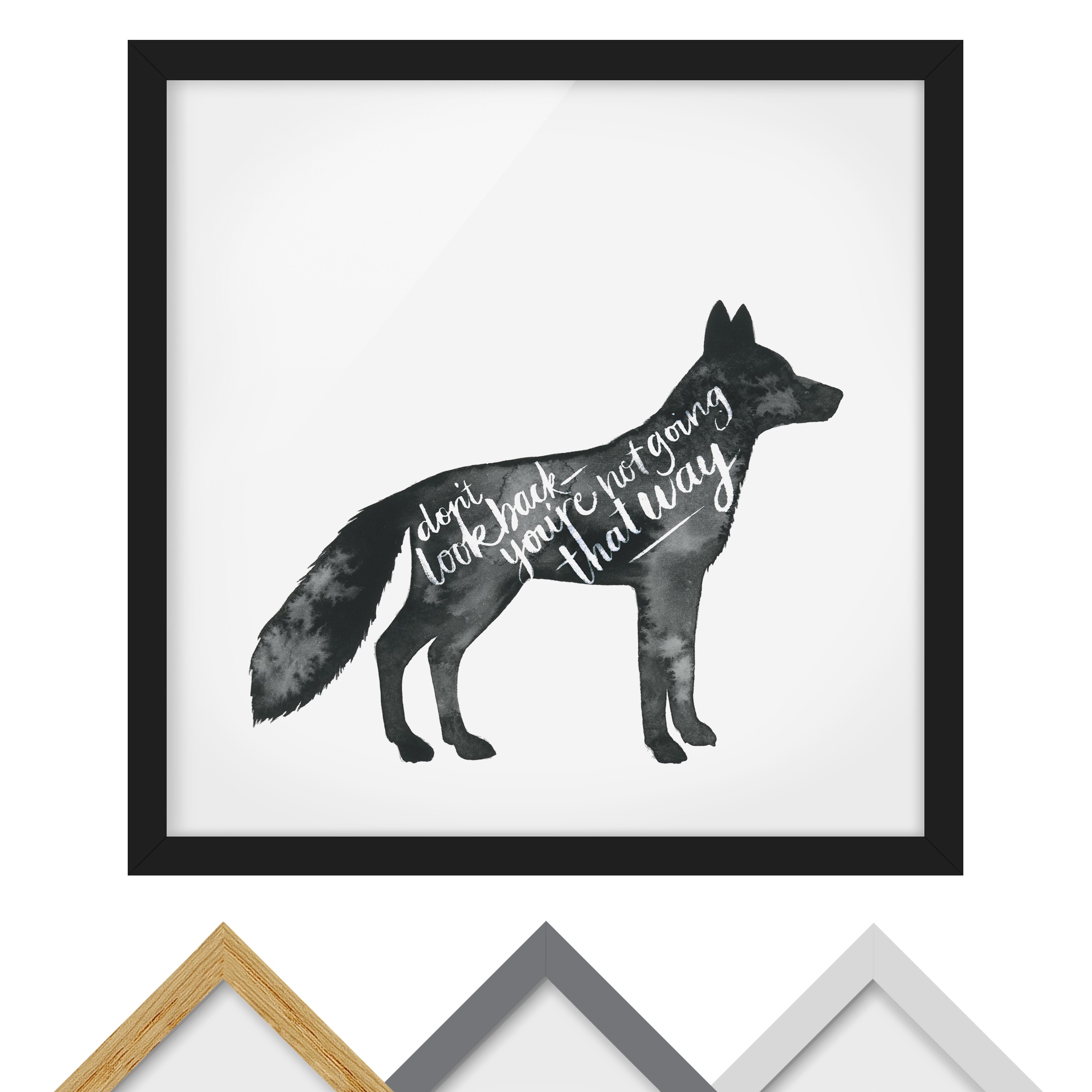 Bild mit Rahmen - Quadrat Tiere mit Weisheit - Fuchs