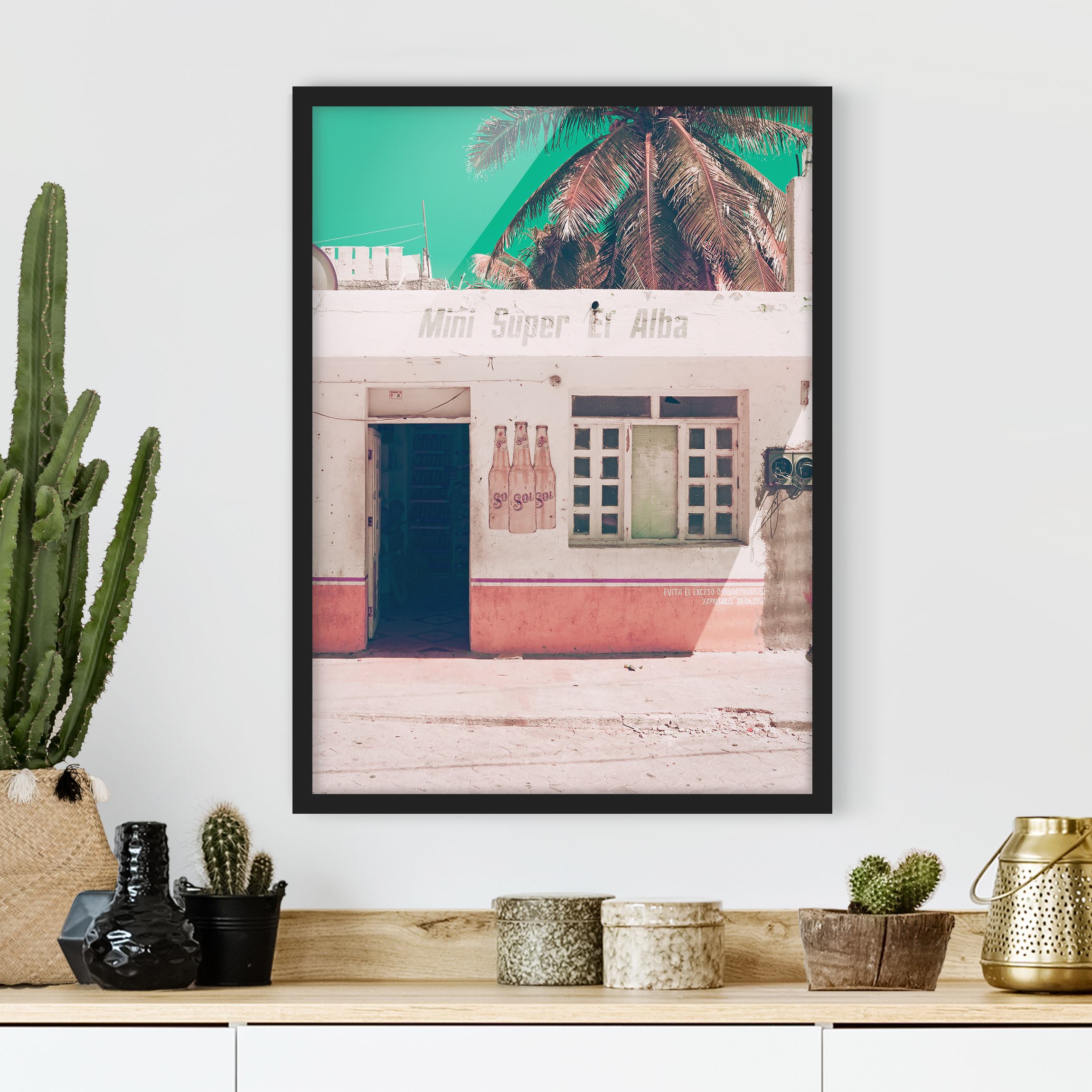 Bild mit Rahmen - Hochformat Mini Supermarkt Vintage