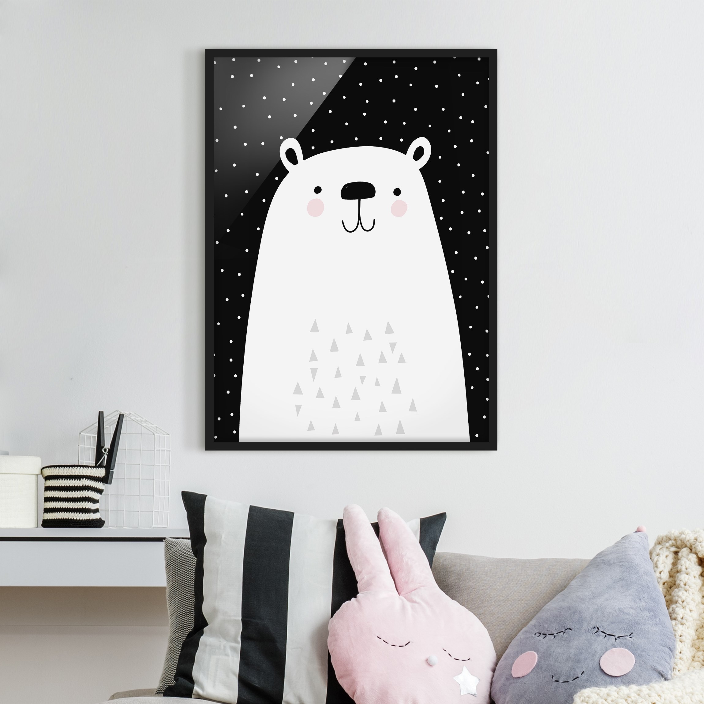 Bild mit Rahmen - Hochformat Tierpark mit Mustern - Eisbär