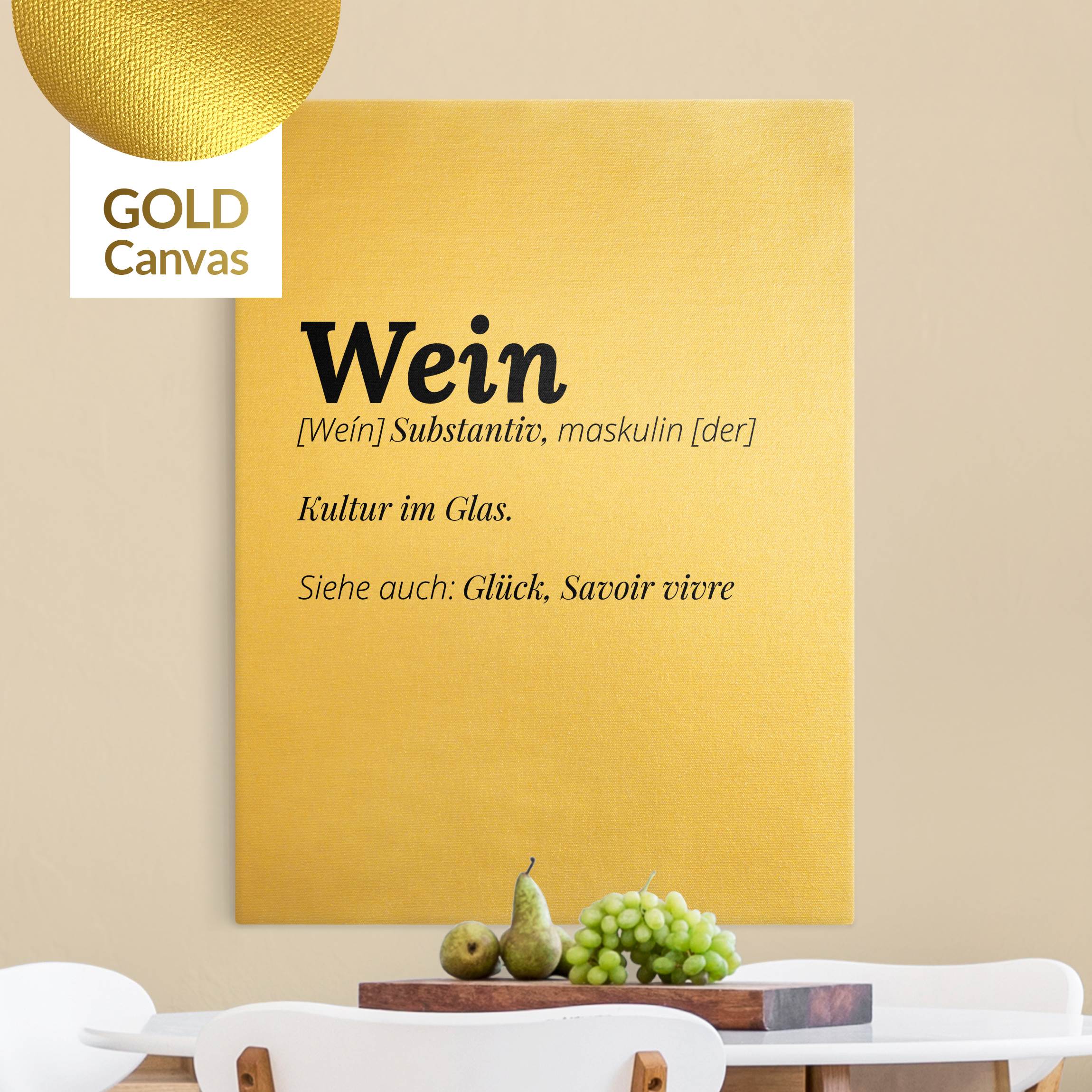 Leinwandbild Gold Die Definition von Wein