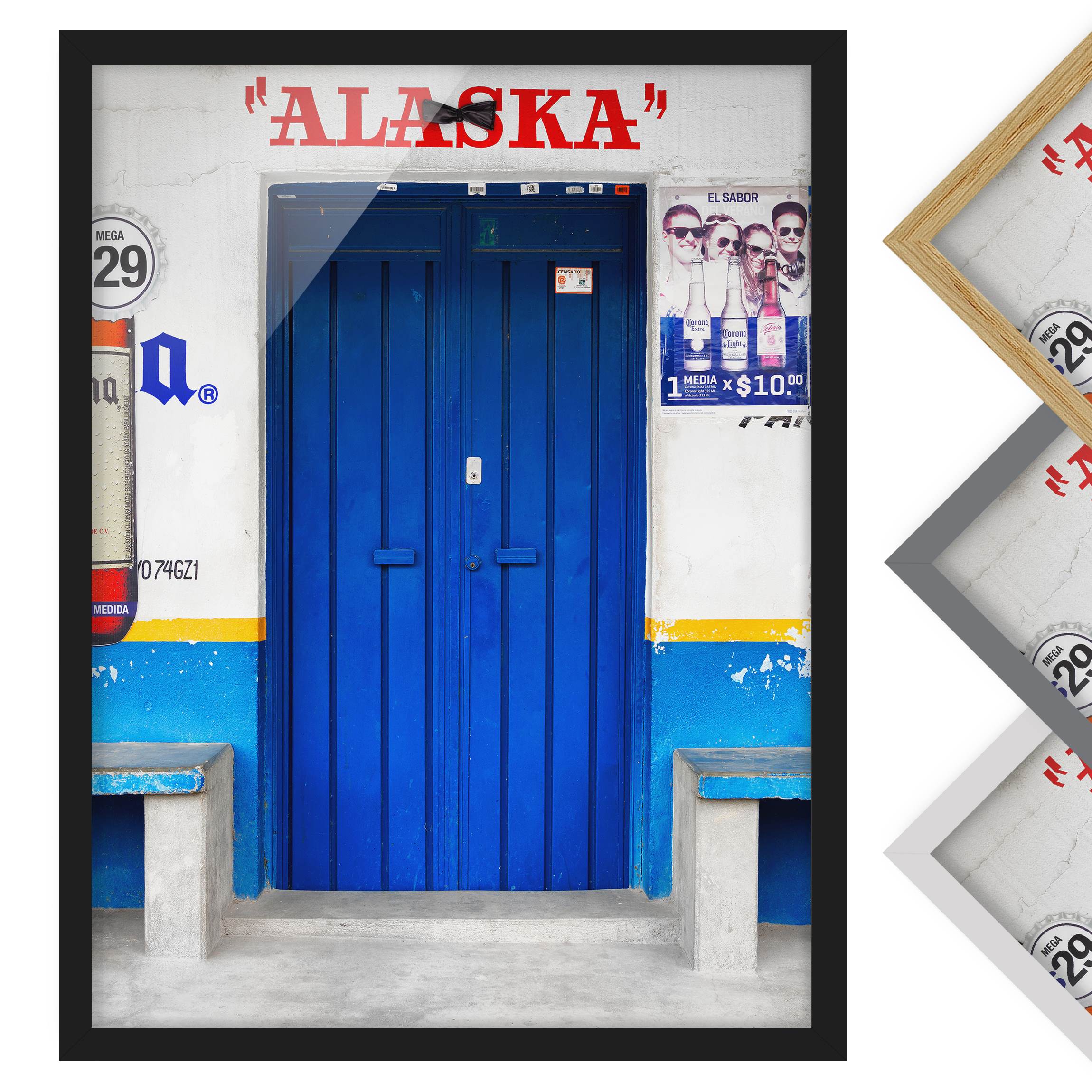 Architektur & Skyline Bild mit Rahmen ALASKA Blue Bar