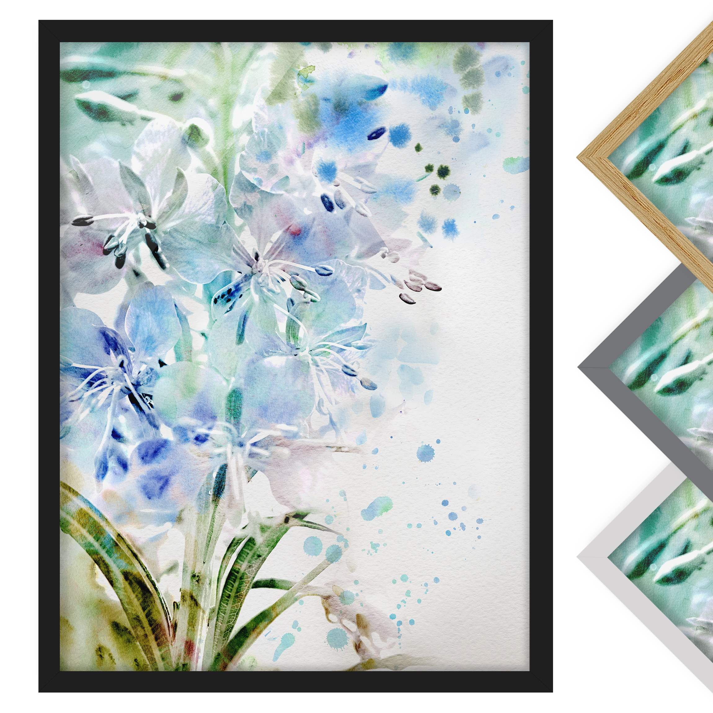 Blumen Bild mit Rahmen Aquarell Blumen Lilien