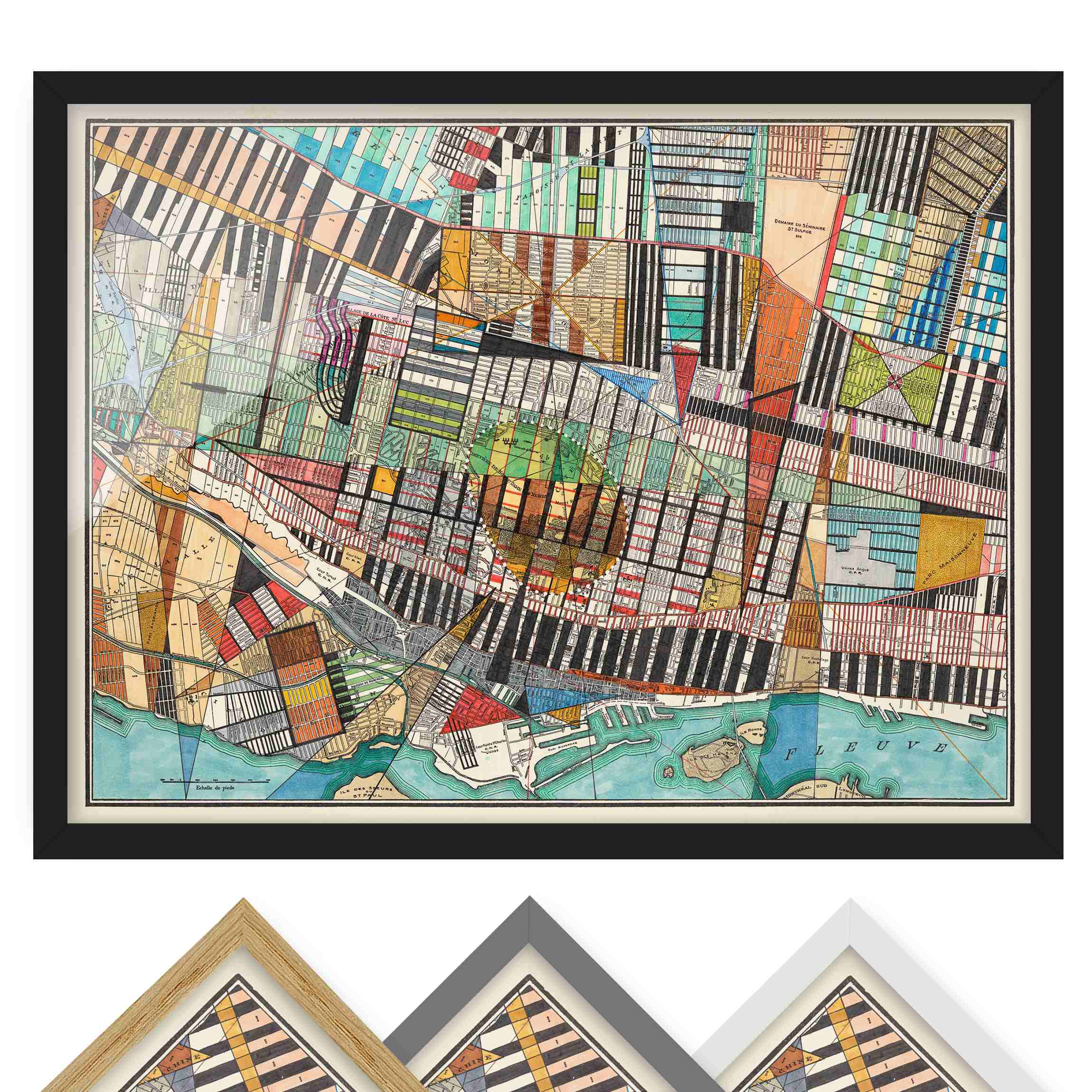 Landkarte Bild mit Rahmen Moderne Karte von Montreal