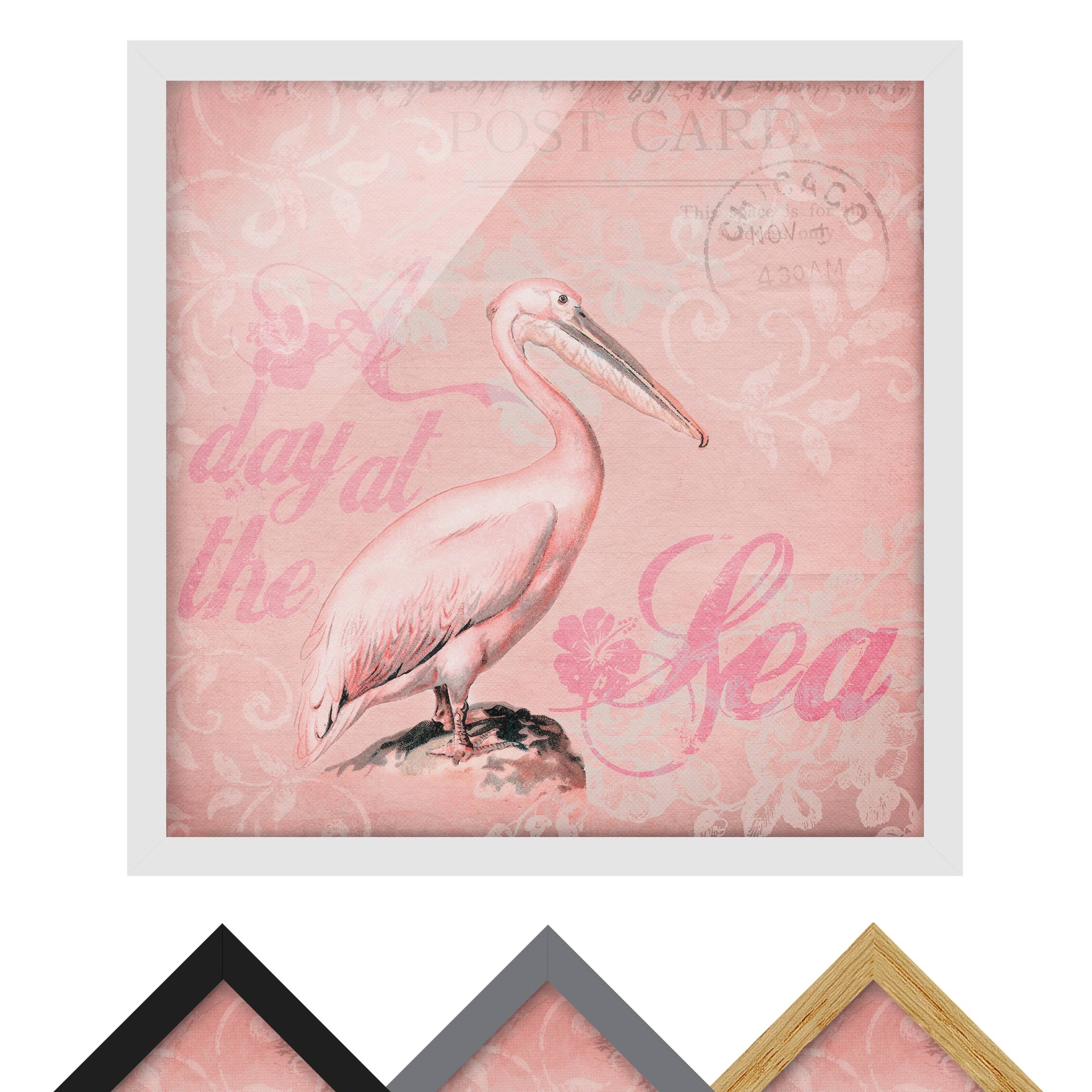 Bild mit Rahmen - Quadrat Shabby Chic Collage - Pelikan