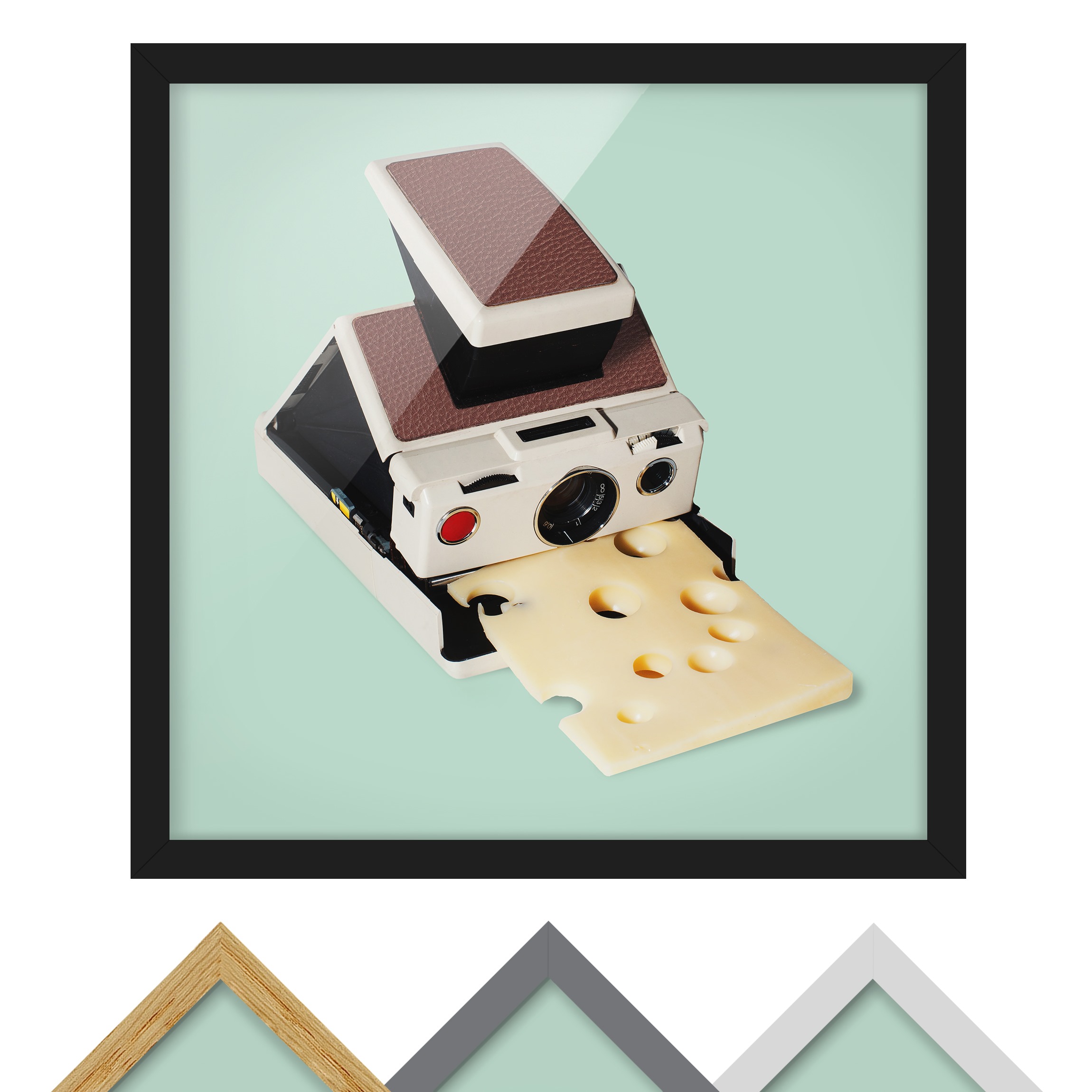 Bild mit Rahmen - Quadrat Kamera mit Käse