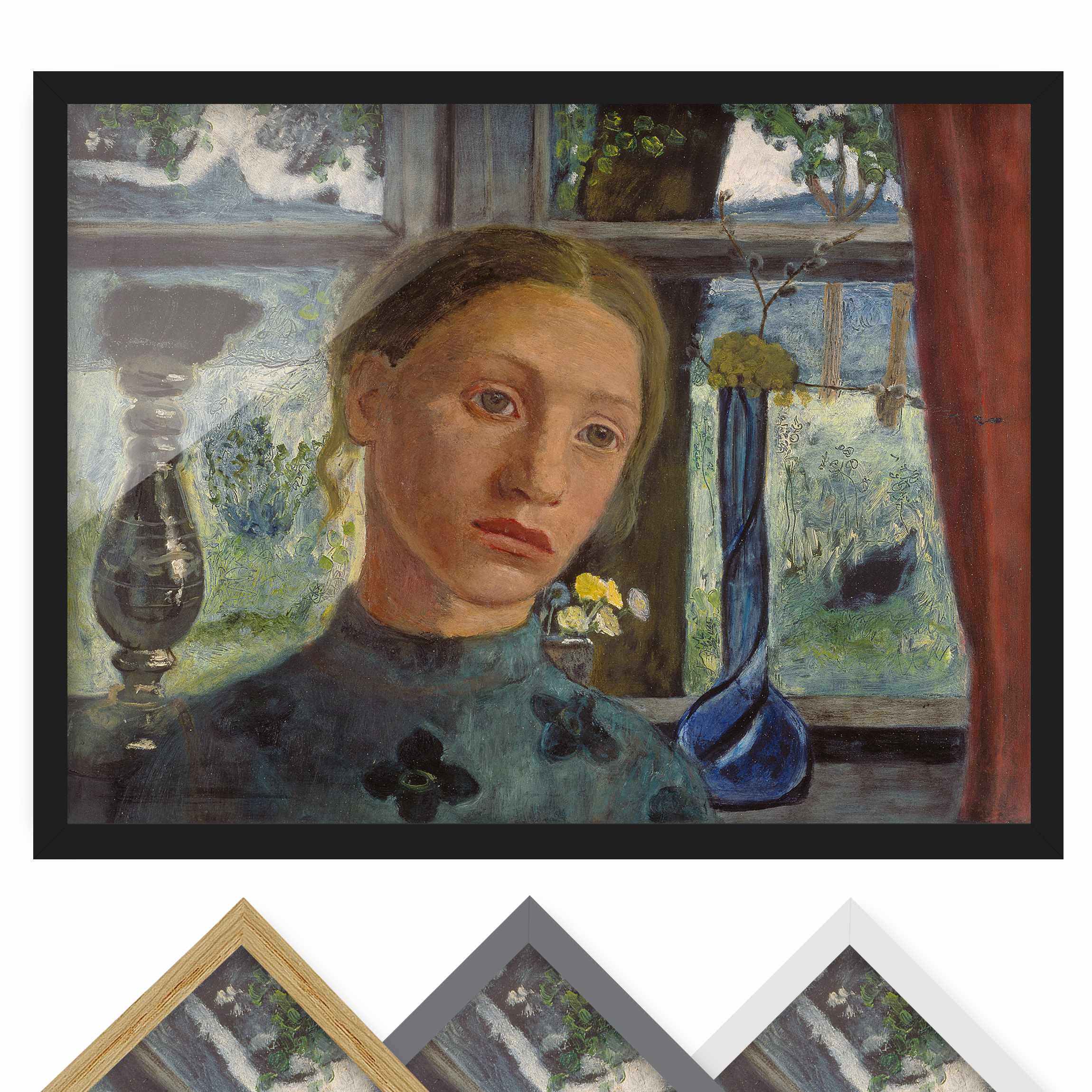 Bild mit Rahmen - Querformat Paula Modersohn-Becker - Mädchenkopf vor Fenster