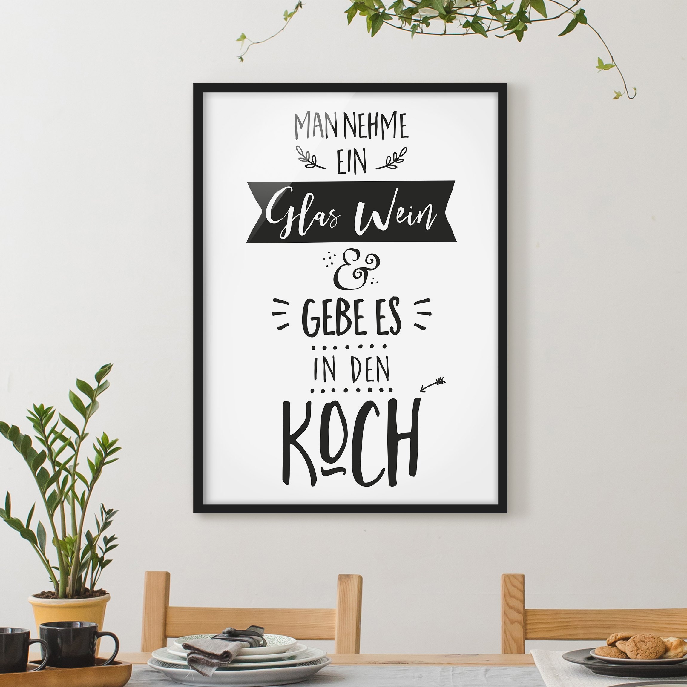 Bild mit Rahmen - Hochformat Man nehme ein Glas Wein