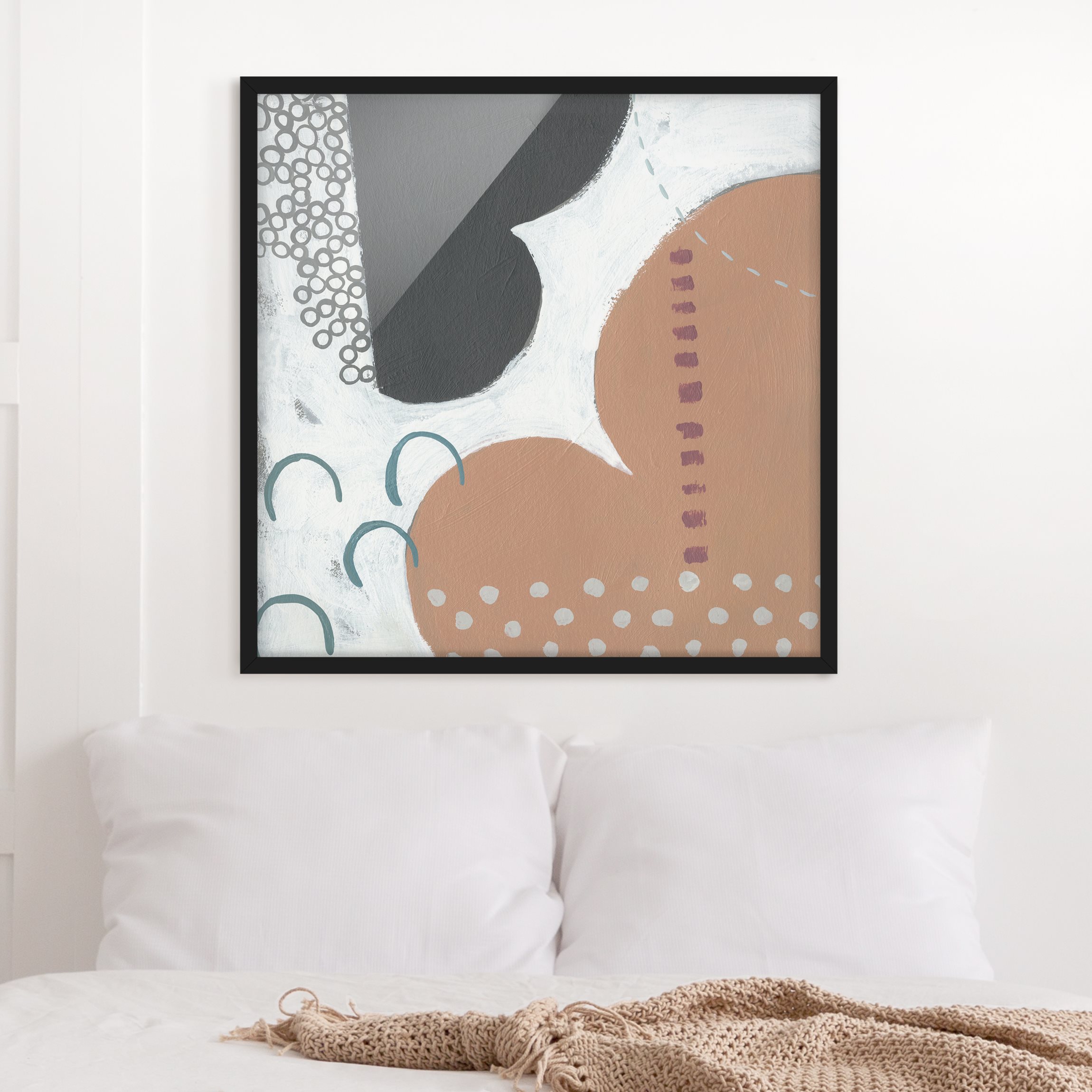 Abstraktes Bild mit Rahmen Karneval der Formen in Lachs III