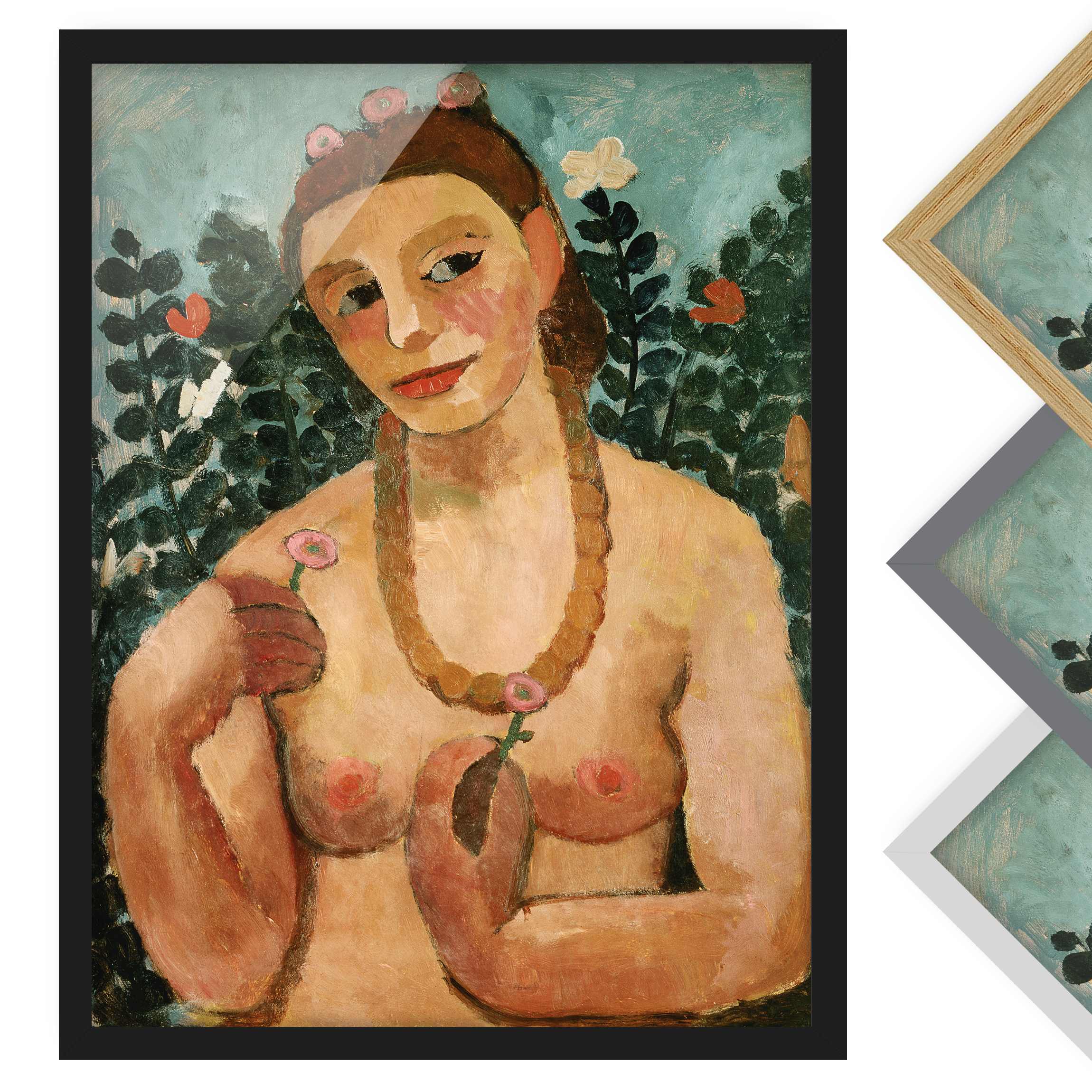 Bild mit Rahmen - Hochformat Paula Modersohn-Becker - Halbakt mit Bernsteinkette