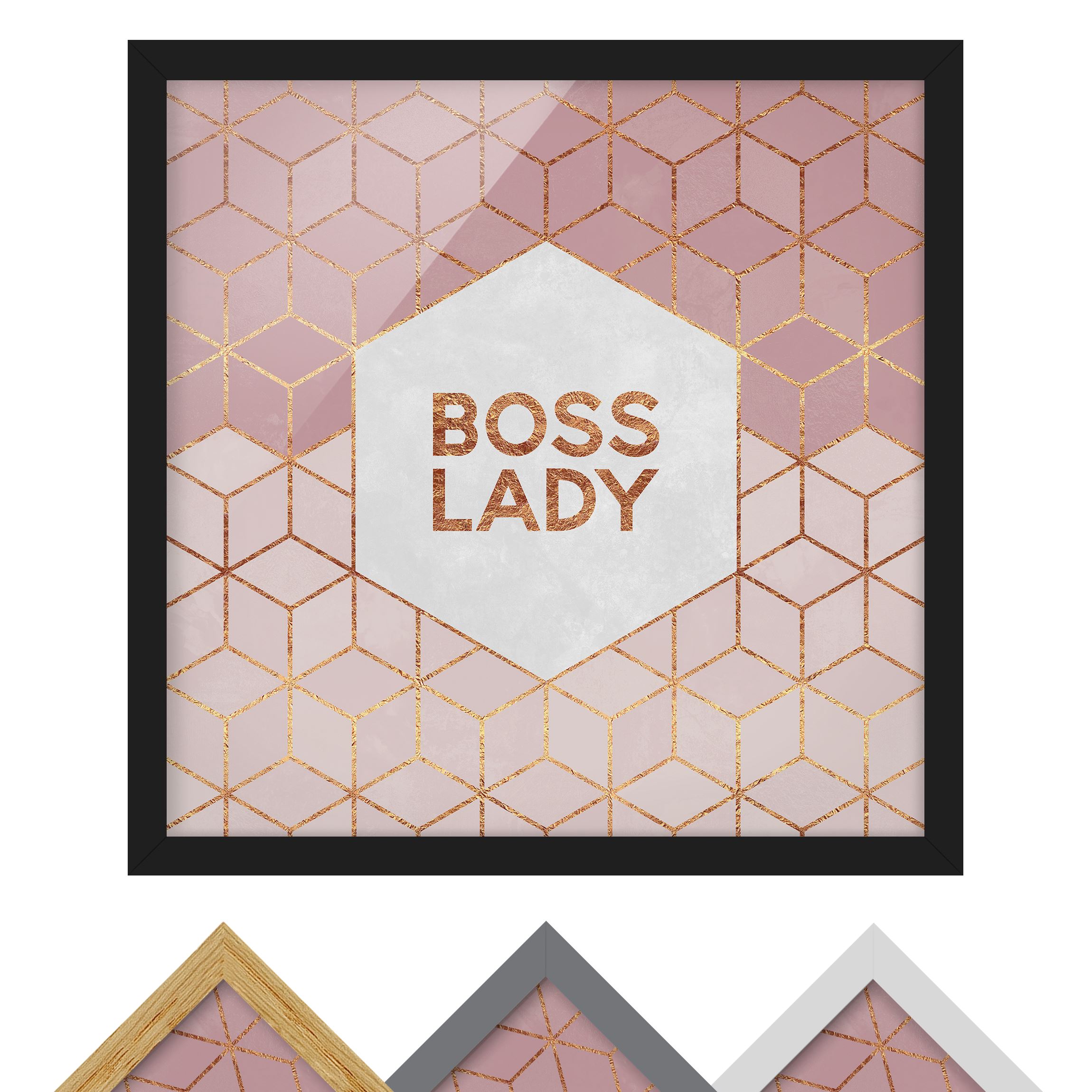 Bild mit Rahmen Boss Lady Sechsecke Rosa