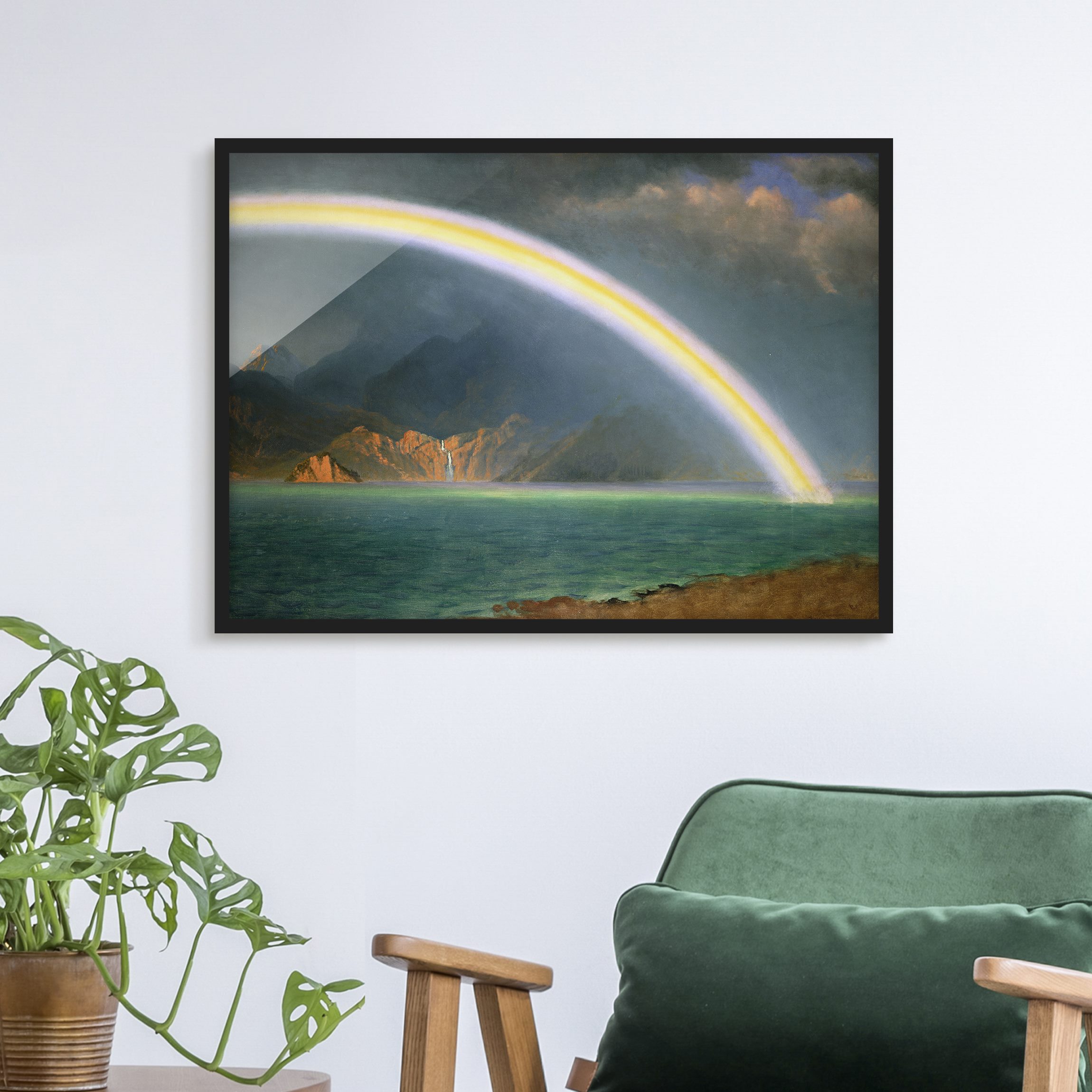 Bild mit Rahmen - Querformat Albert Bierstadt - Regenbogen über Jenny Lake