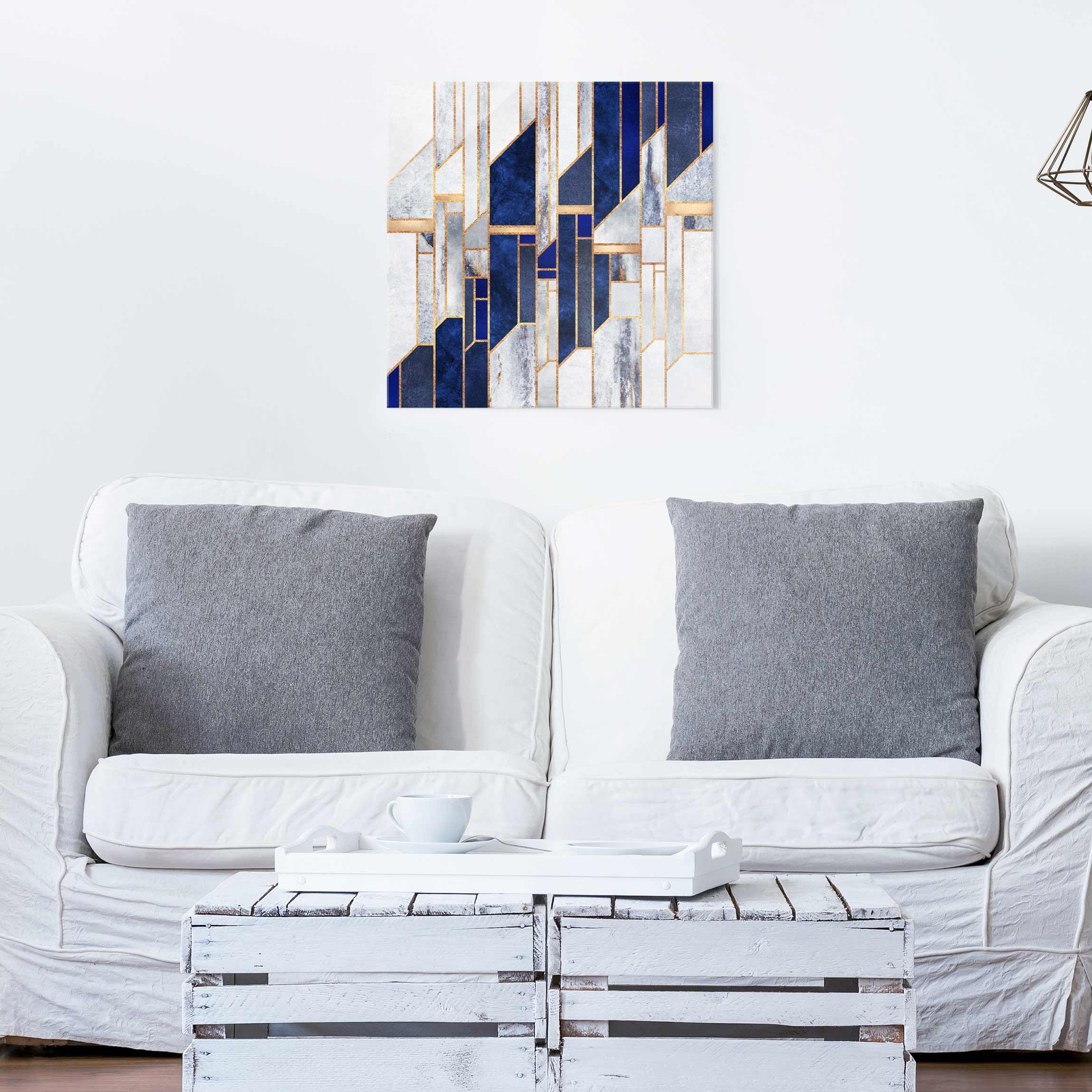 Glasbild - Quadrat Geometrische Formen mit Gold