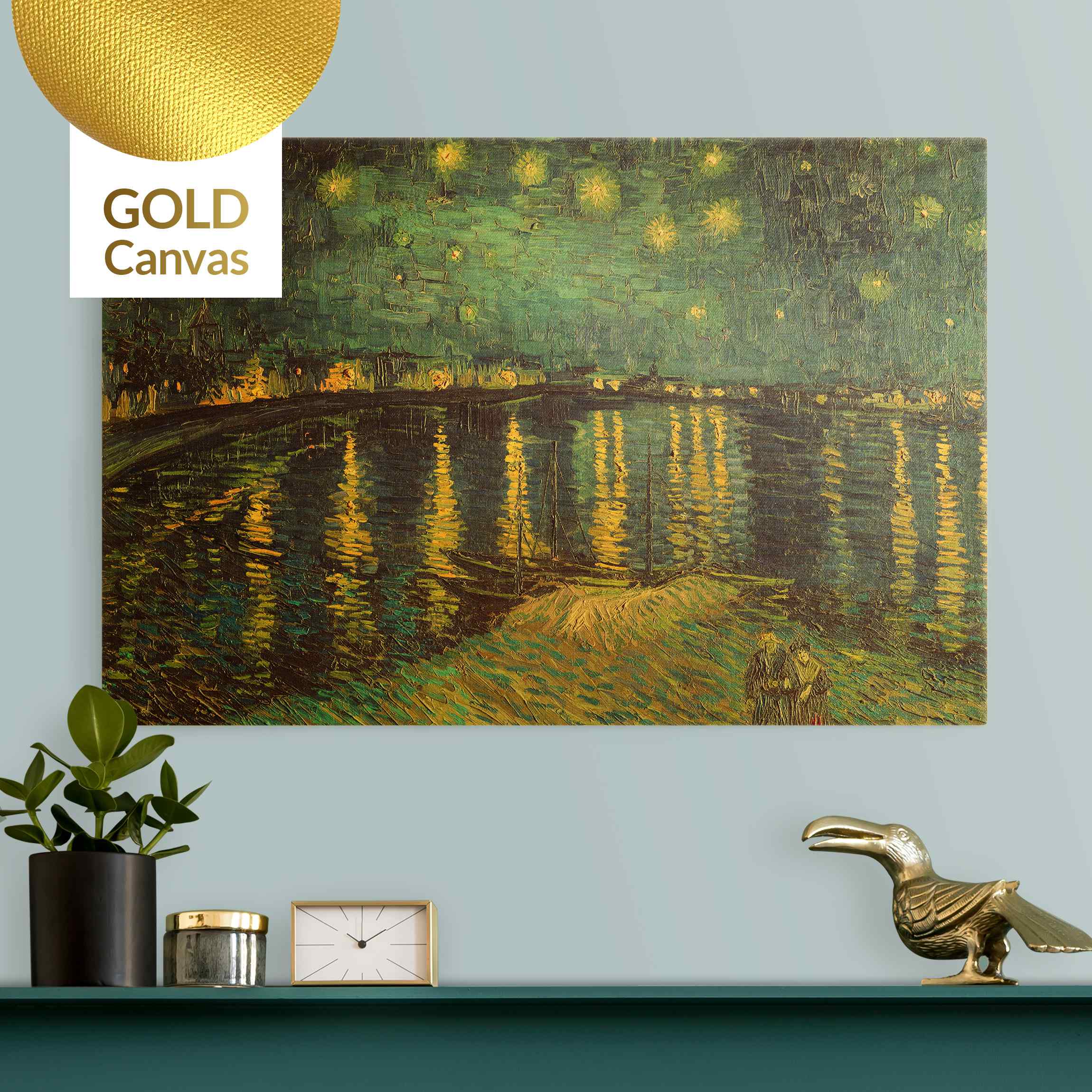 Leinwandbild Gold Vincent van Gogh - Sternennacht über der Rhône