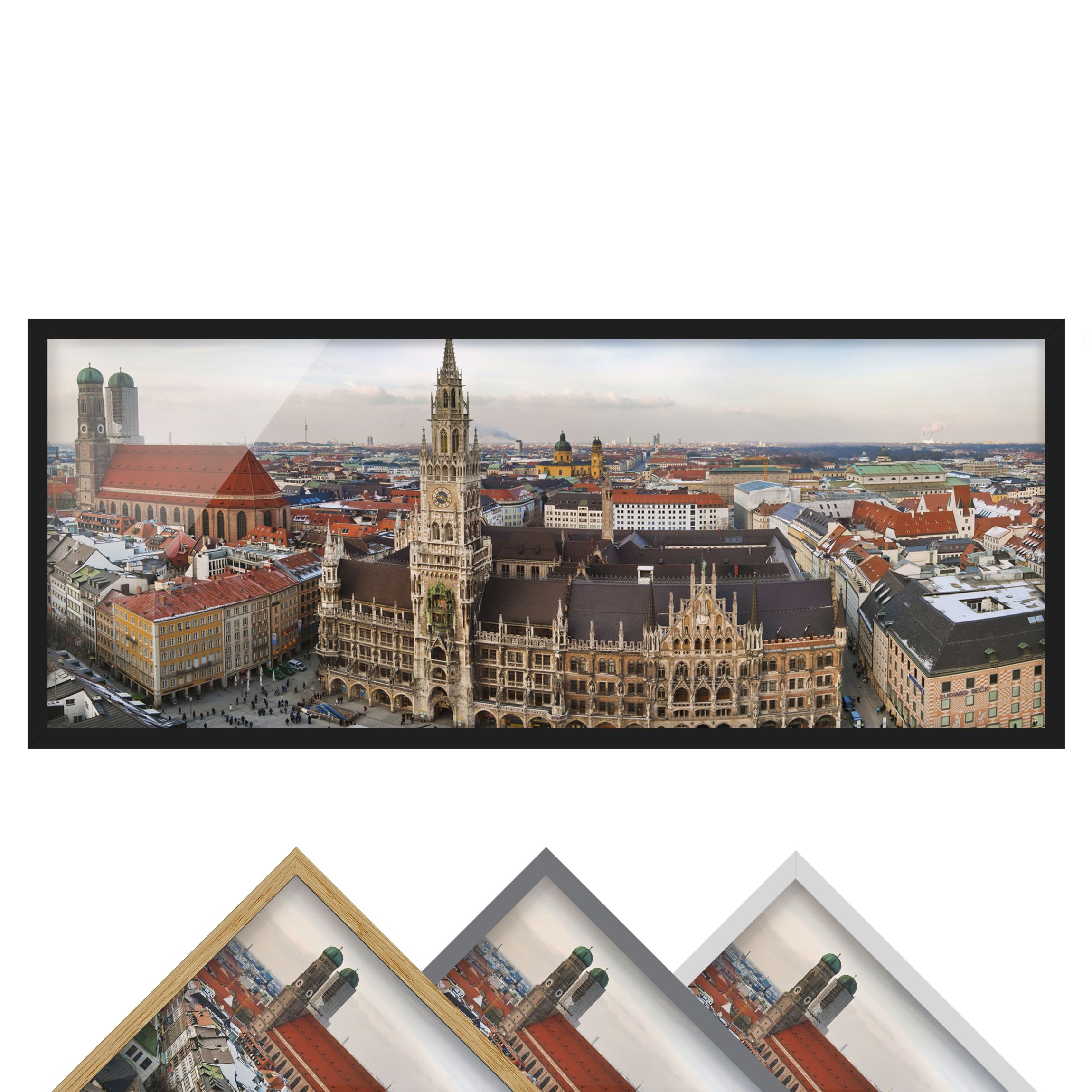 Architektur & Skyline Bild mit Rahmen City of Munich