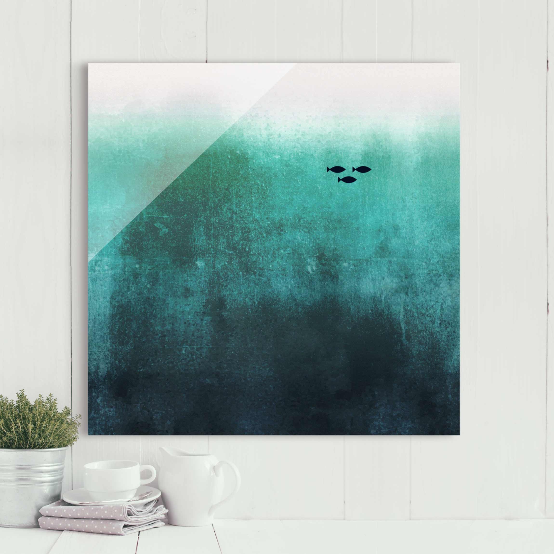 Glasbild Fische in der Tiefsee