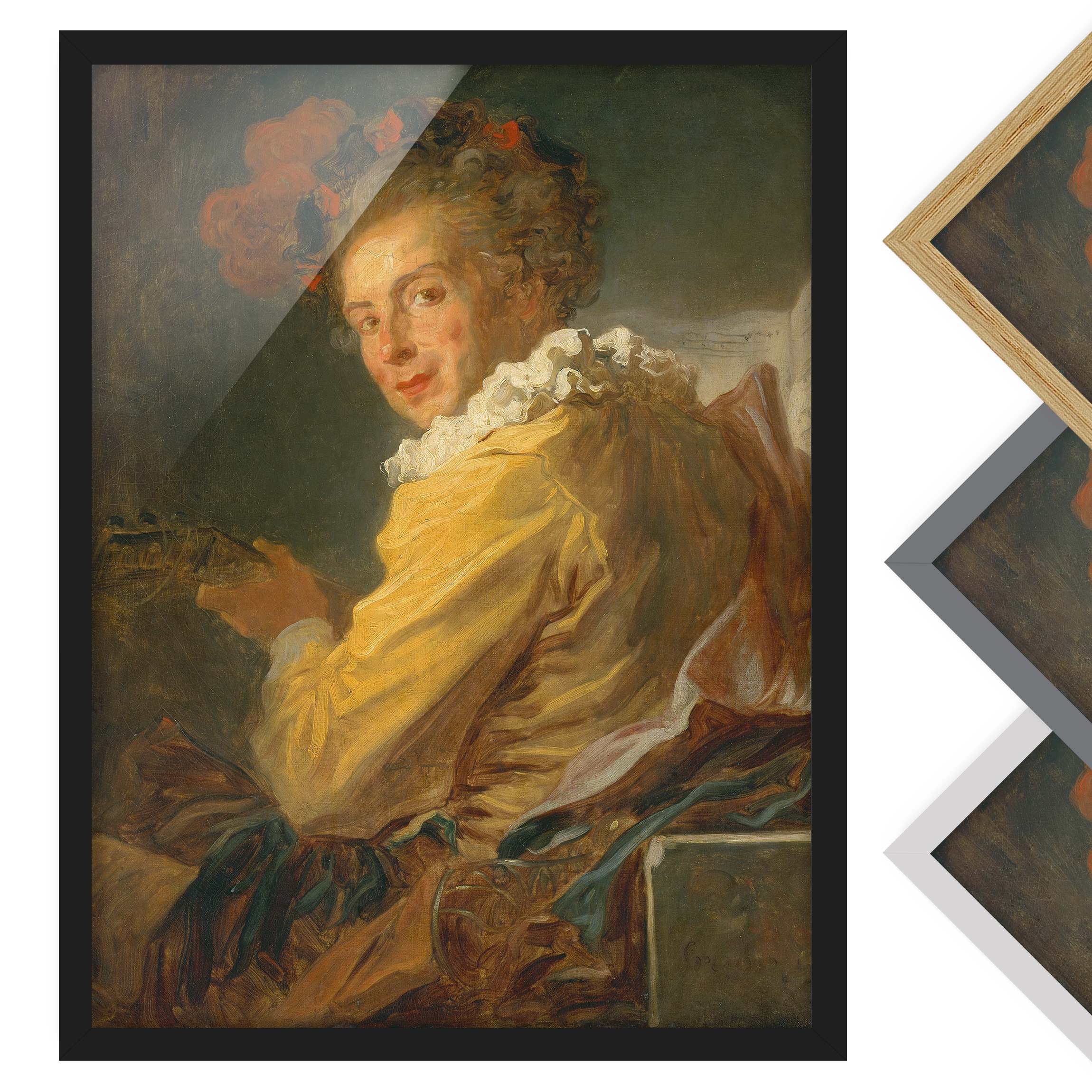 Kunstdruck mit Rahmen Jean Honoré Fragonard - Die Musik