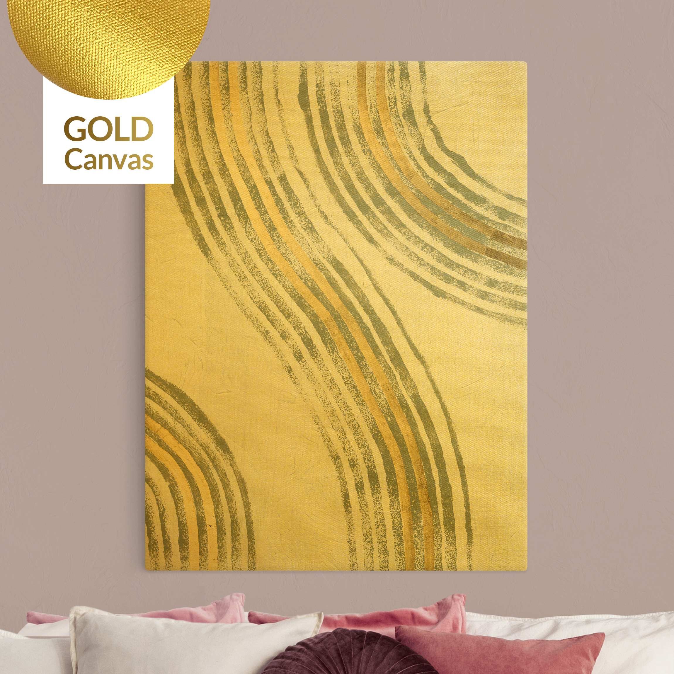 Leinwandbild Gold Ausgehende Wellen Gold I