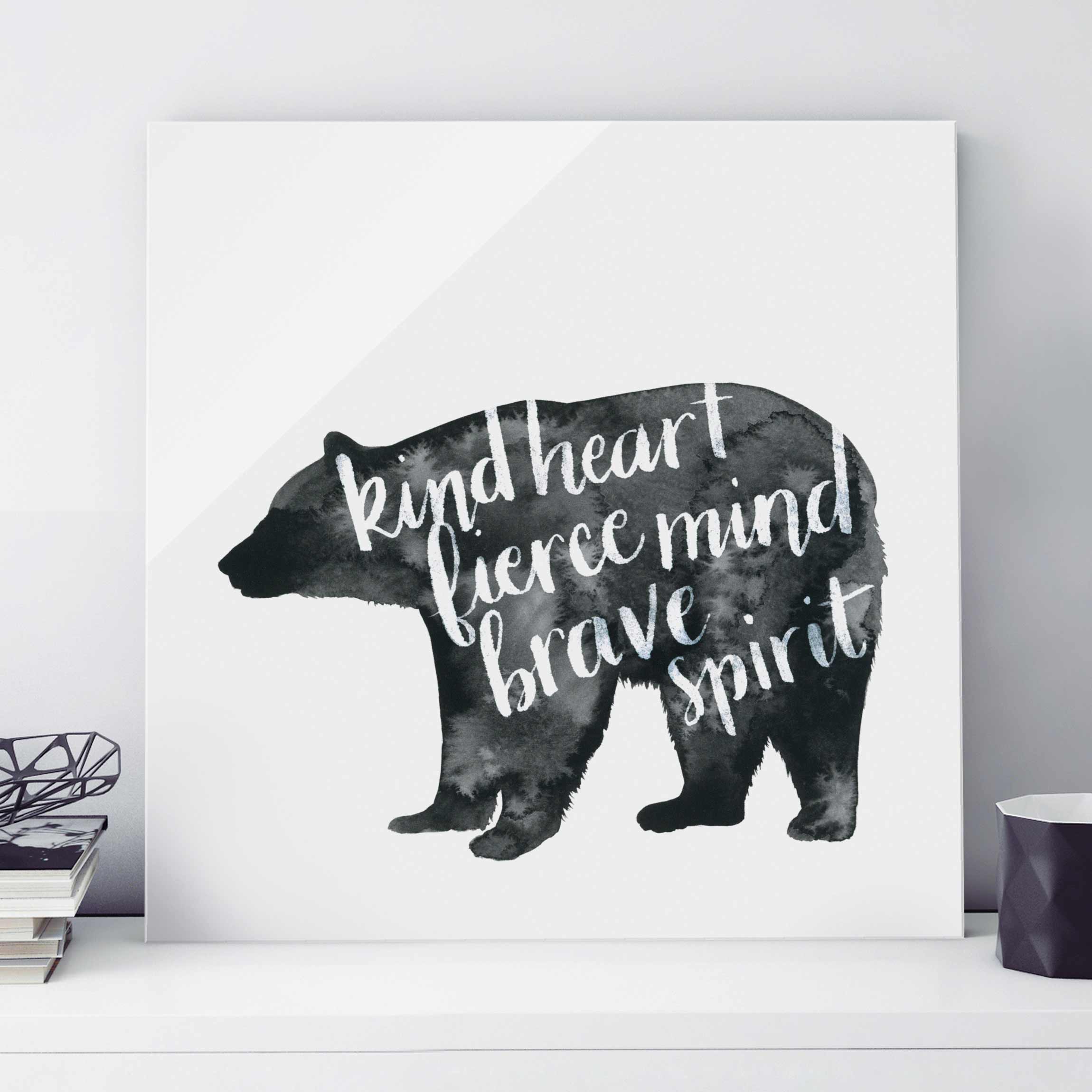 Glasbild - Quadrat Tiere mit Weisheit - Bär