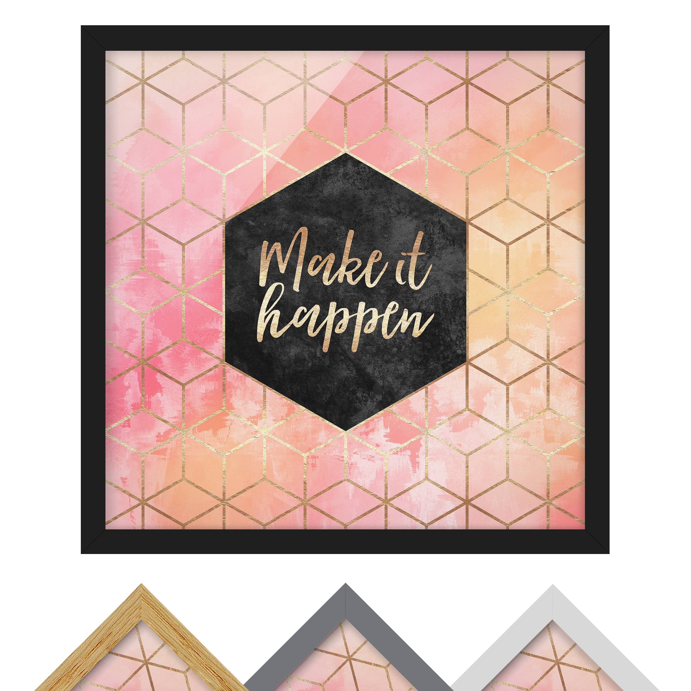 Bild mit Rahmen Make It Happen Geometrie Pastell