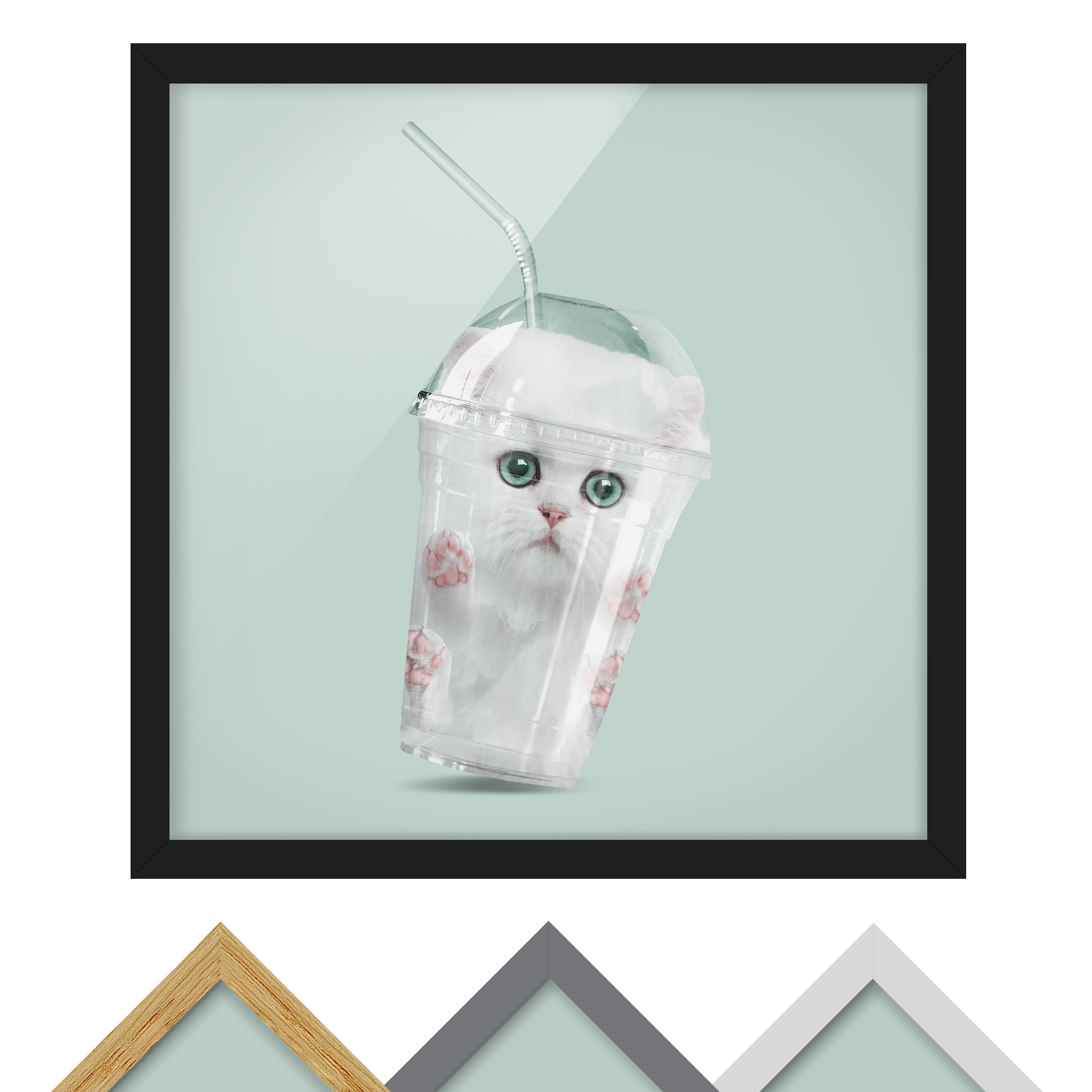 Bild mit Rahmen - Quadrat Shake mit Katze