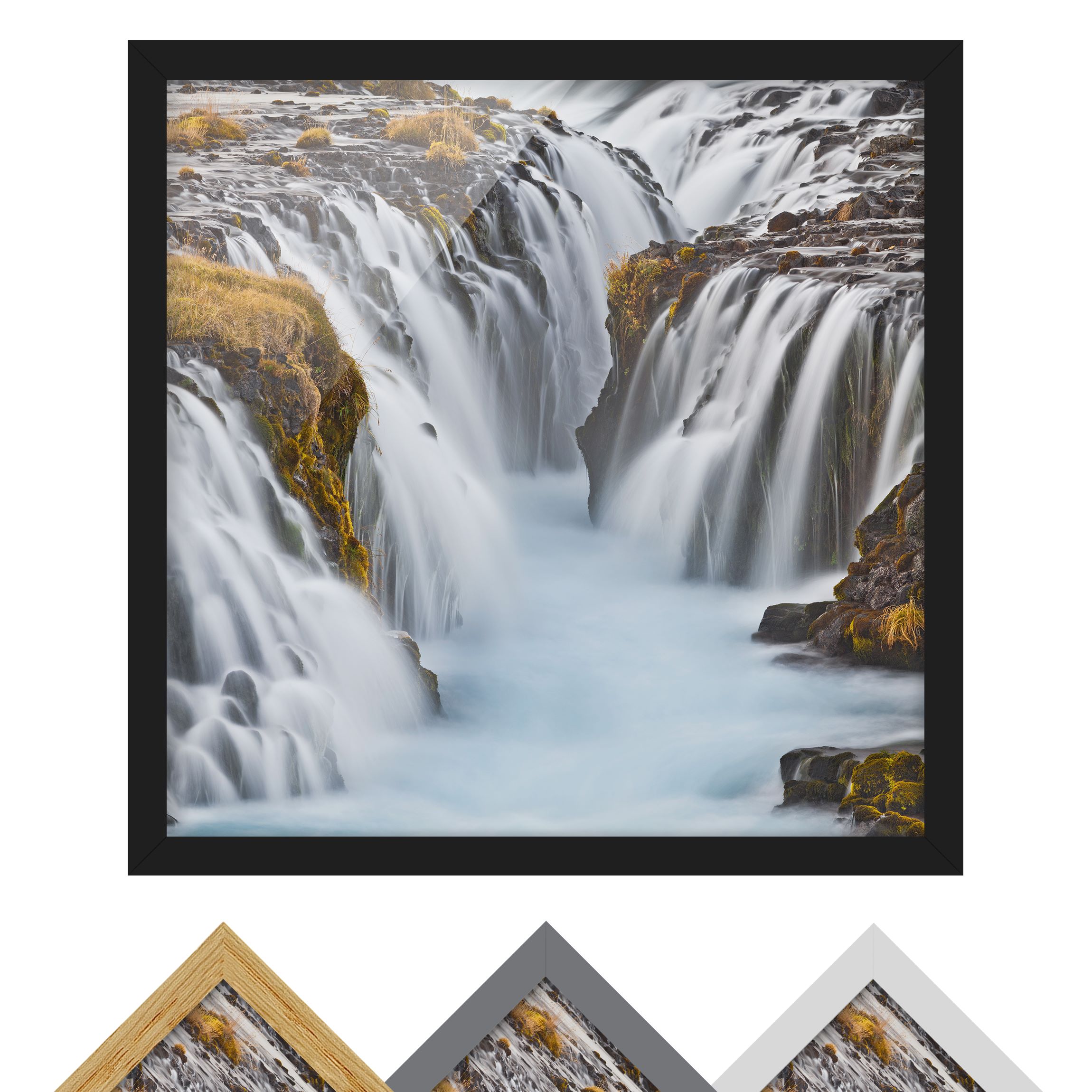 Natur & Landschaft Bild mit Rahmen Brúarfoss Wasserfall in Island