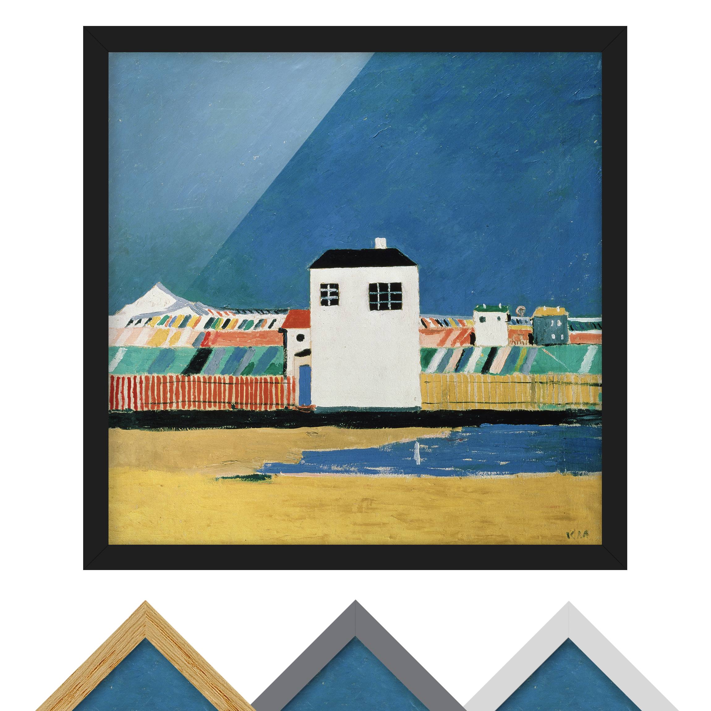 Bild mit Rahmen - Quadrat Kasimir Malewitsch - Landschaft mit weißem Haus