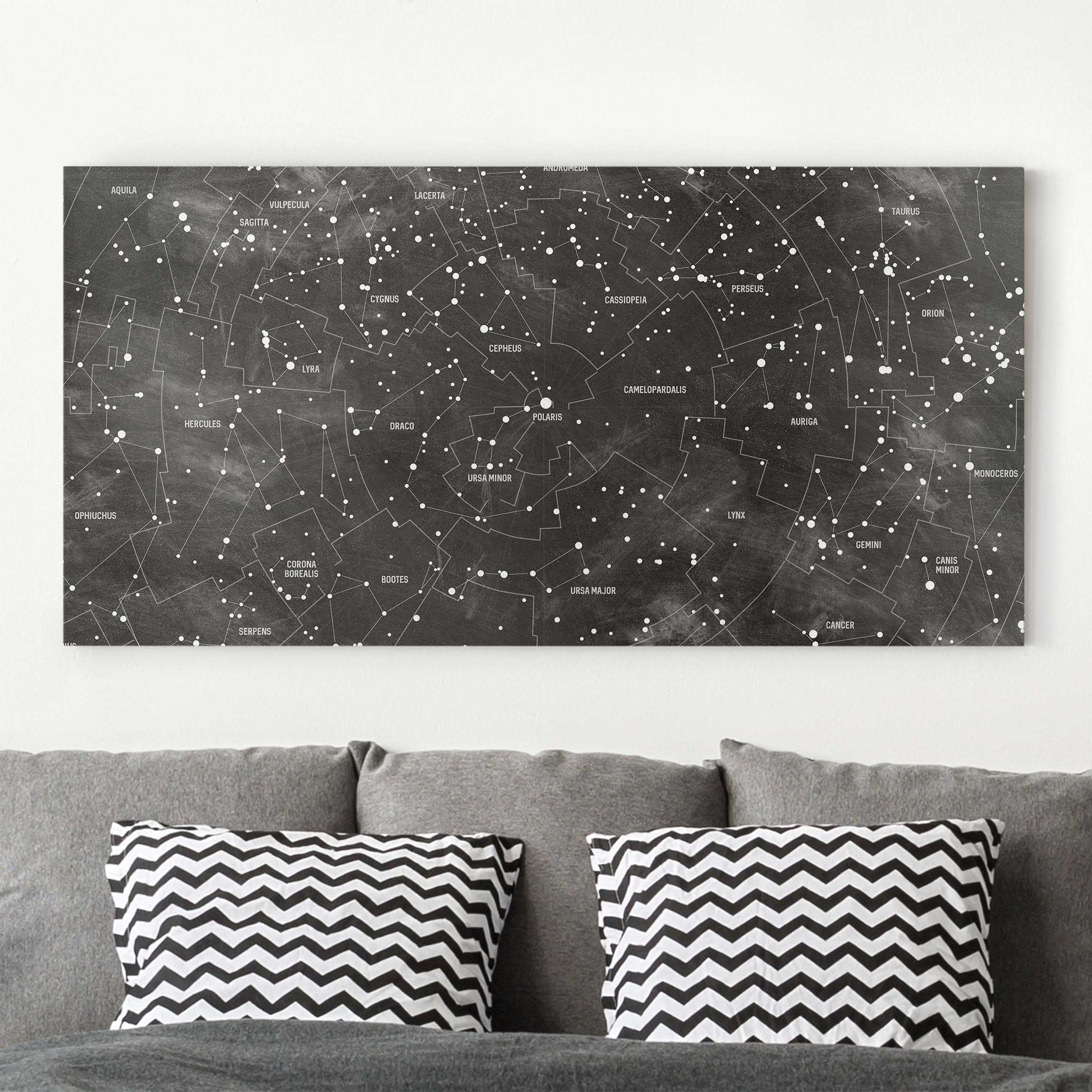 Leinwandbild Sternbild Sternbild Karte Tafeloptik