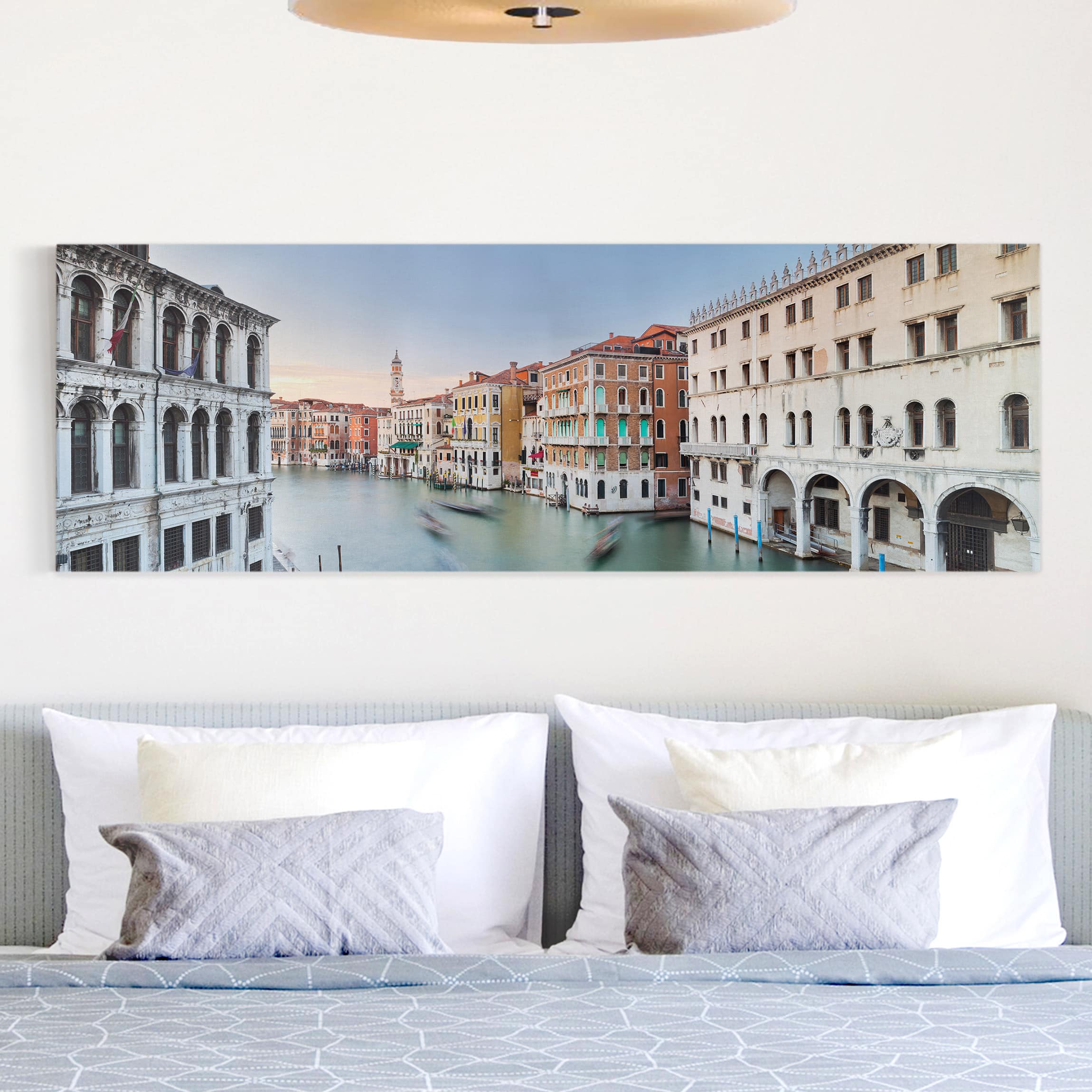 Leinwandbild - Panorama Canale Grande Blick von der Rialtobrücke Venedig