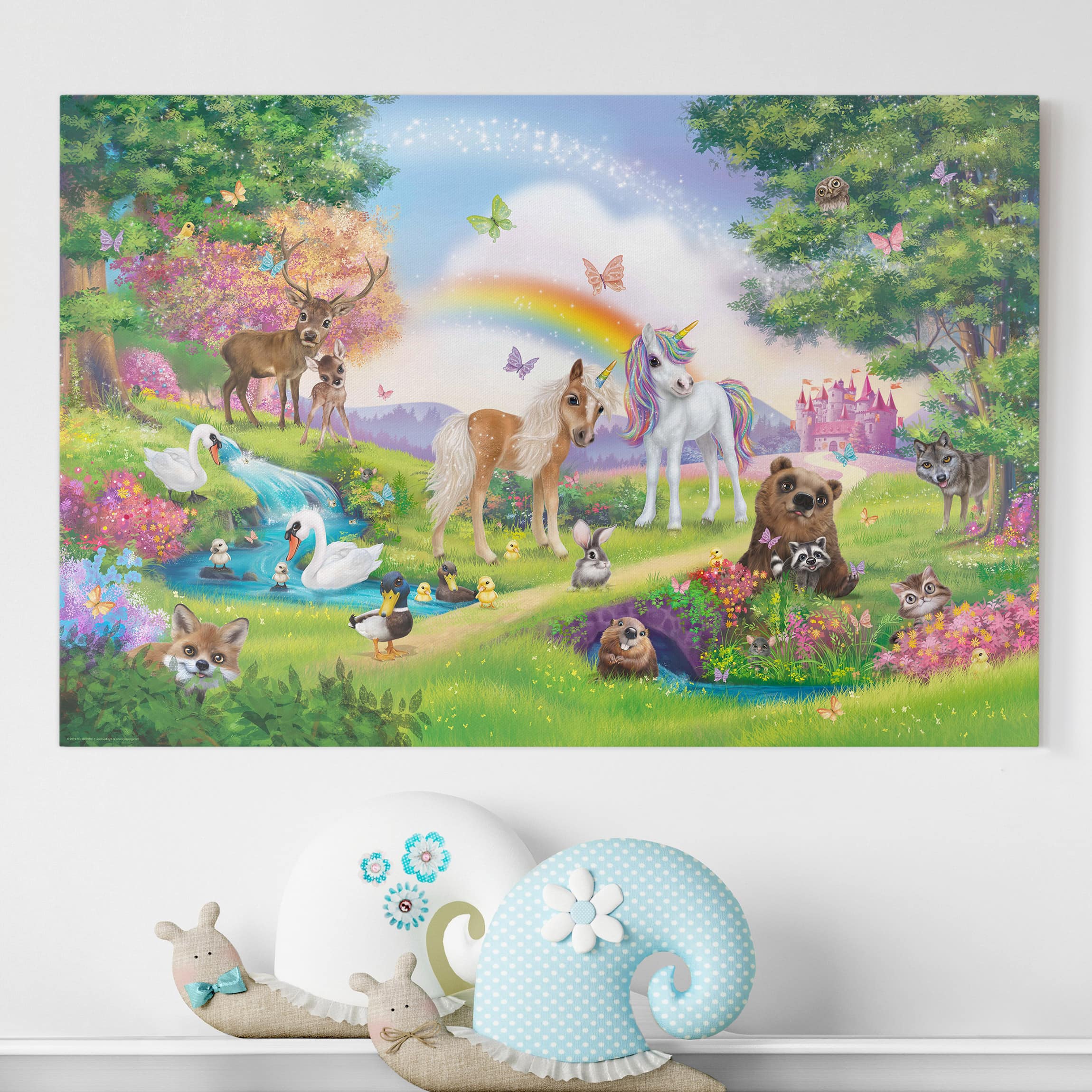 Leinwandbild Kinderzimmer Animal Club International - Zauberwald mit Einhorn