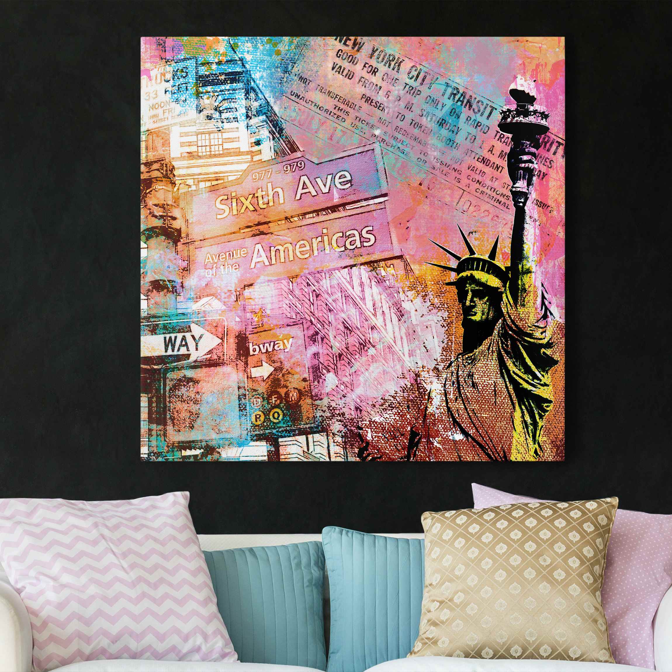 Leinwandbild Sixth Avenue New York Collage