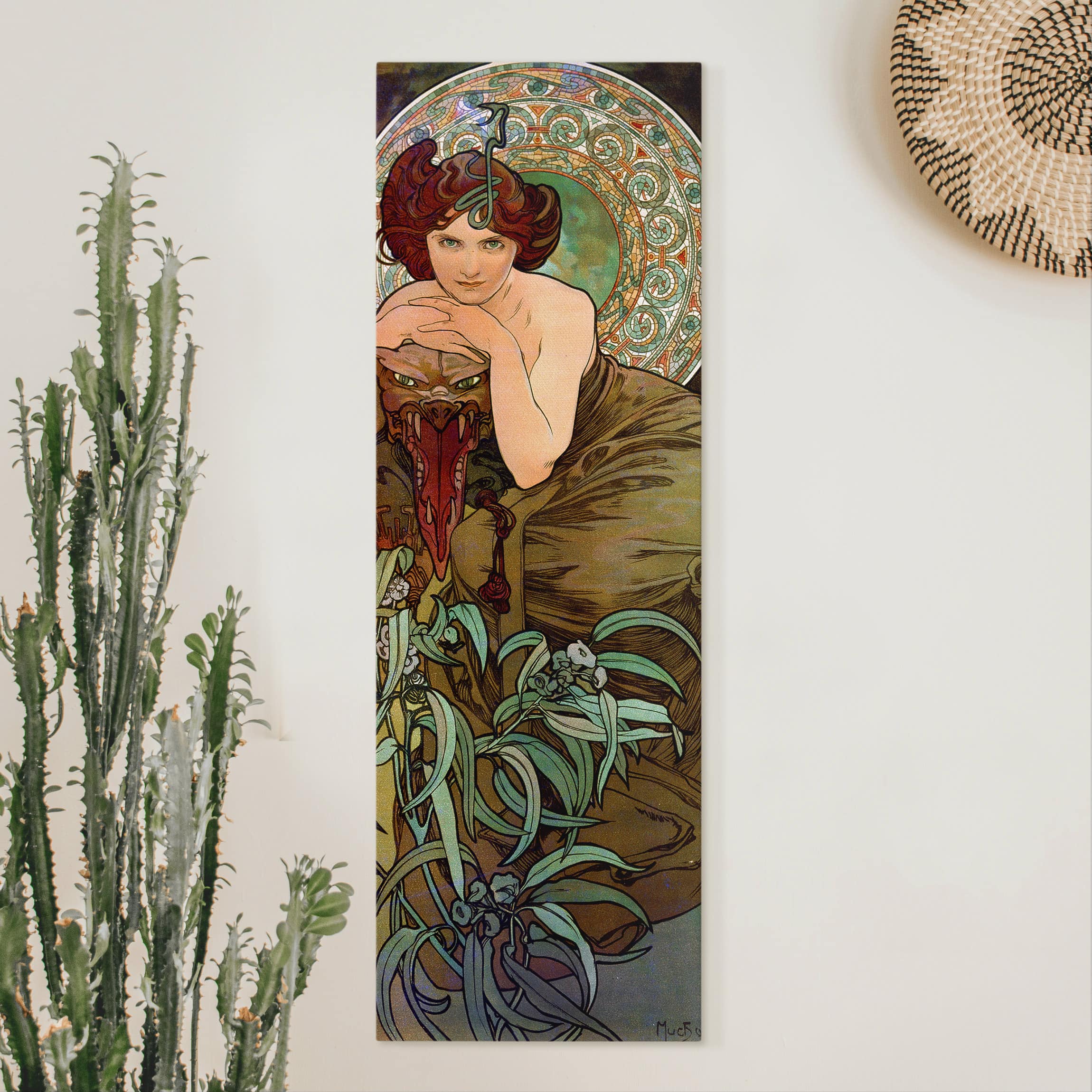 Leinwandbild - Hochformat Alfons Mucha - Edelsteine - Smaragd