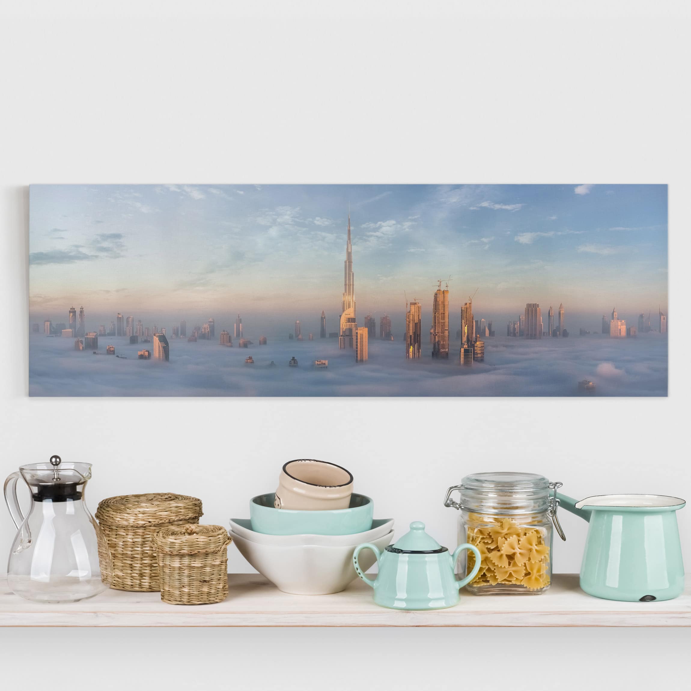 Leinwandbild - Panorama Dubai über den Wolken