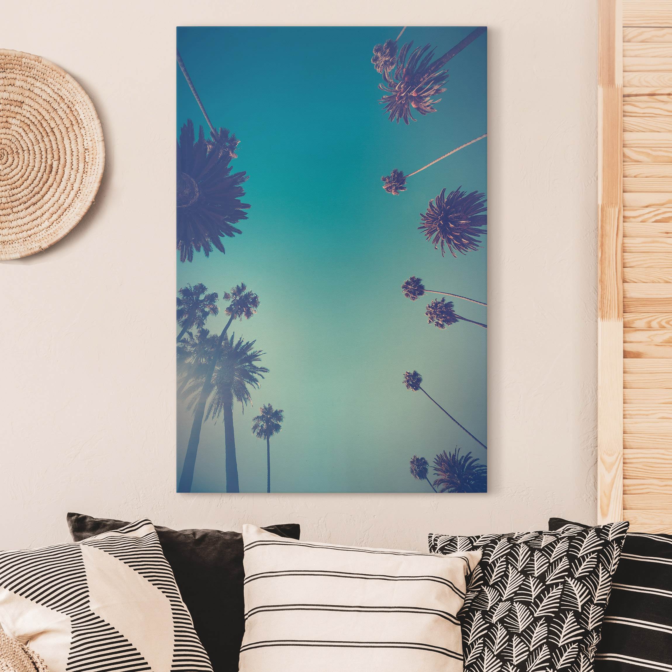 Leinwandbild Tropische Pflanzen Palmen und Himmel II